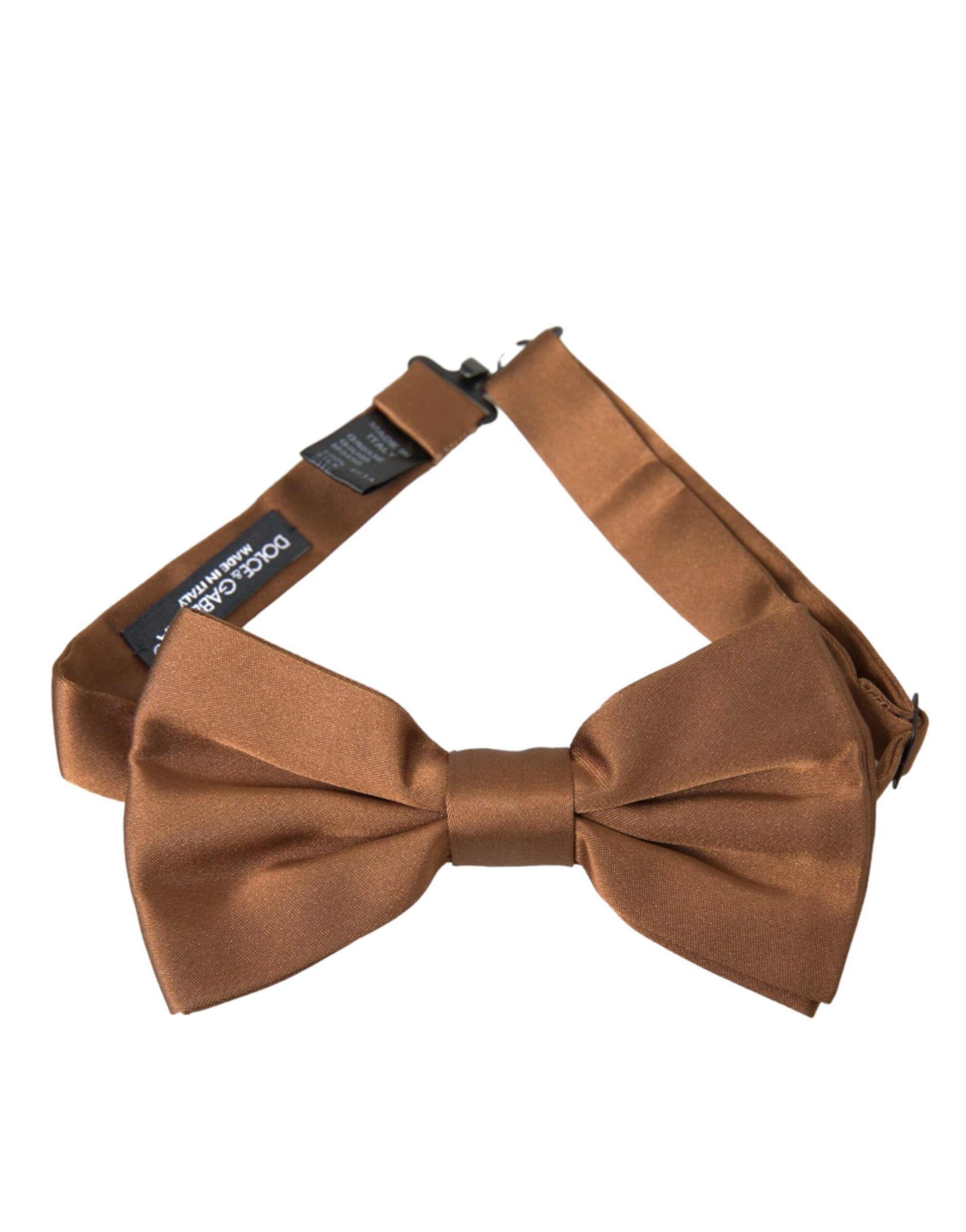 Dolce & Gabbana Brown Silk Adjustable Neck Men Bow Tie - KALAJ