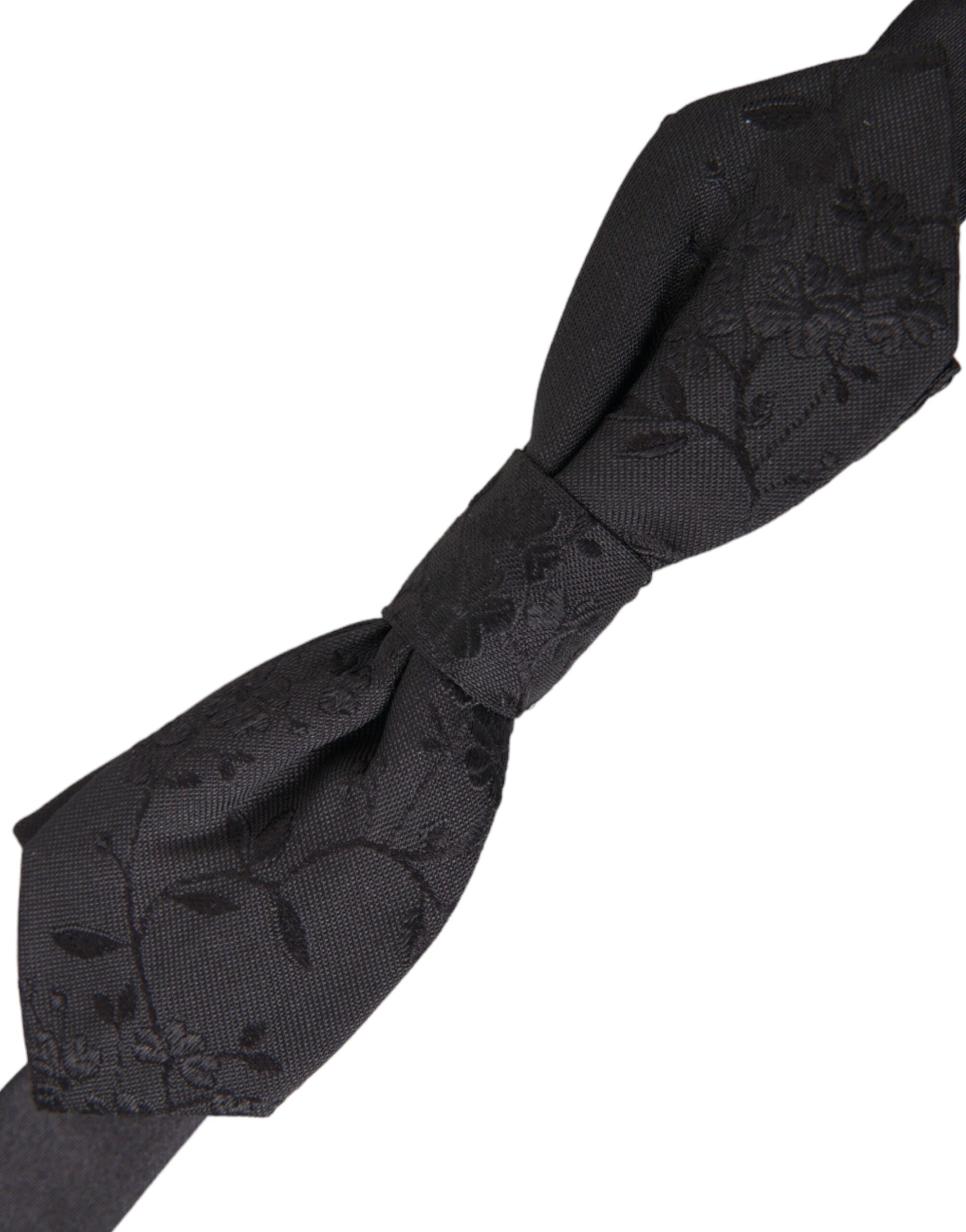 Dolce & Gabbana Black Silk Adjustable Neck Men Bow Tie - KALAJ