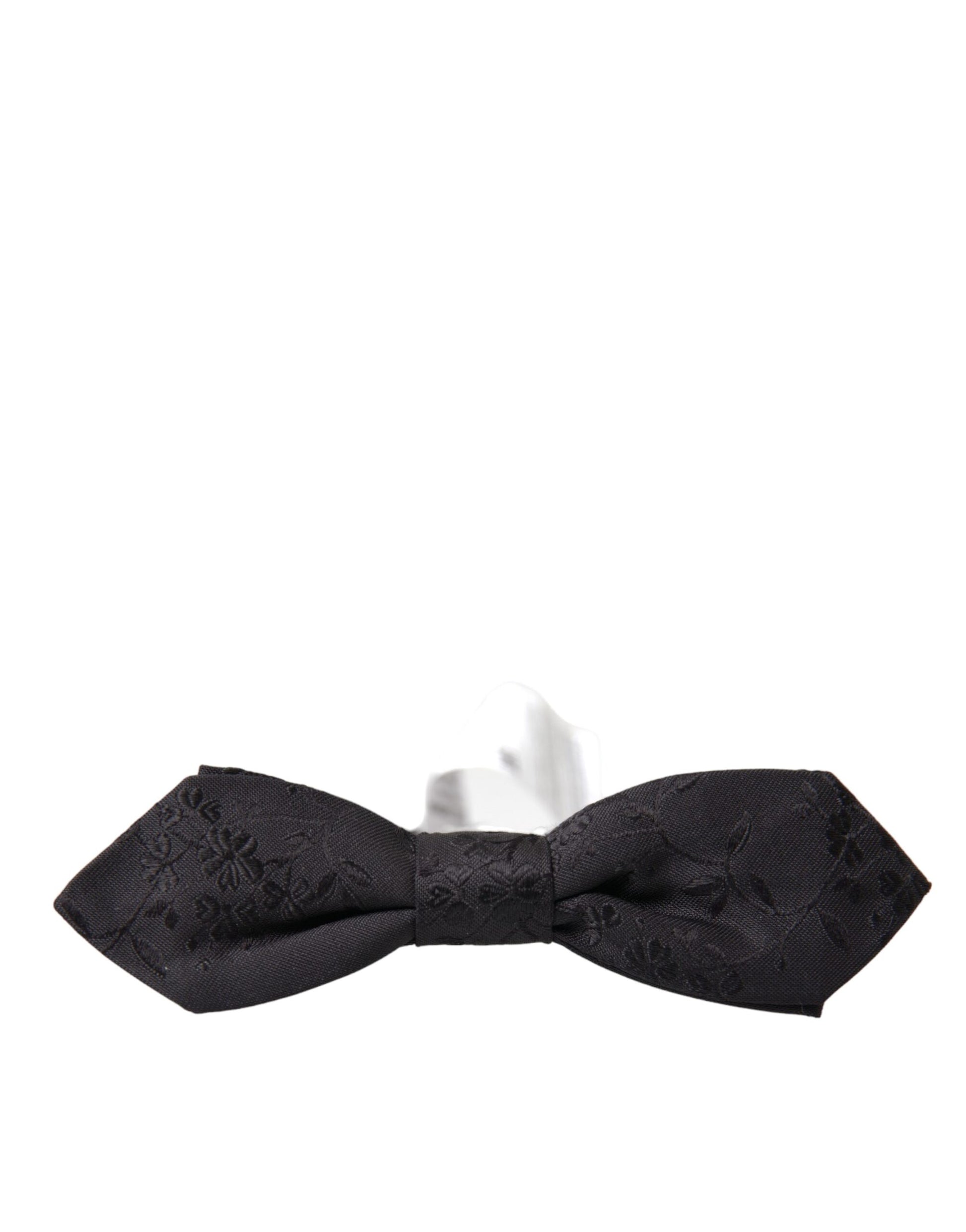 Dolce & Gabbana Black Silk Adjustable Neck Men Bow Tie - KALAJ