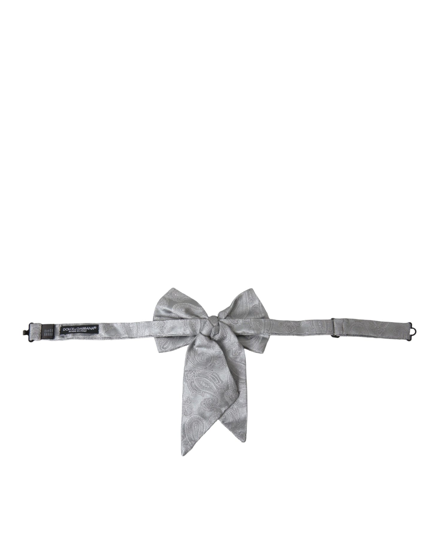 Dolce & Gabbana Silver Ribbon Silk Adjustable Neck Men Bow Tie - KALAJ