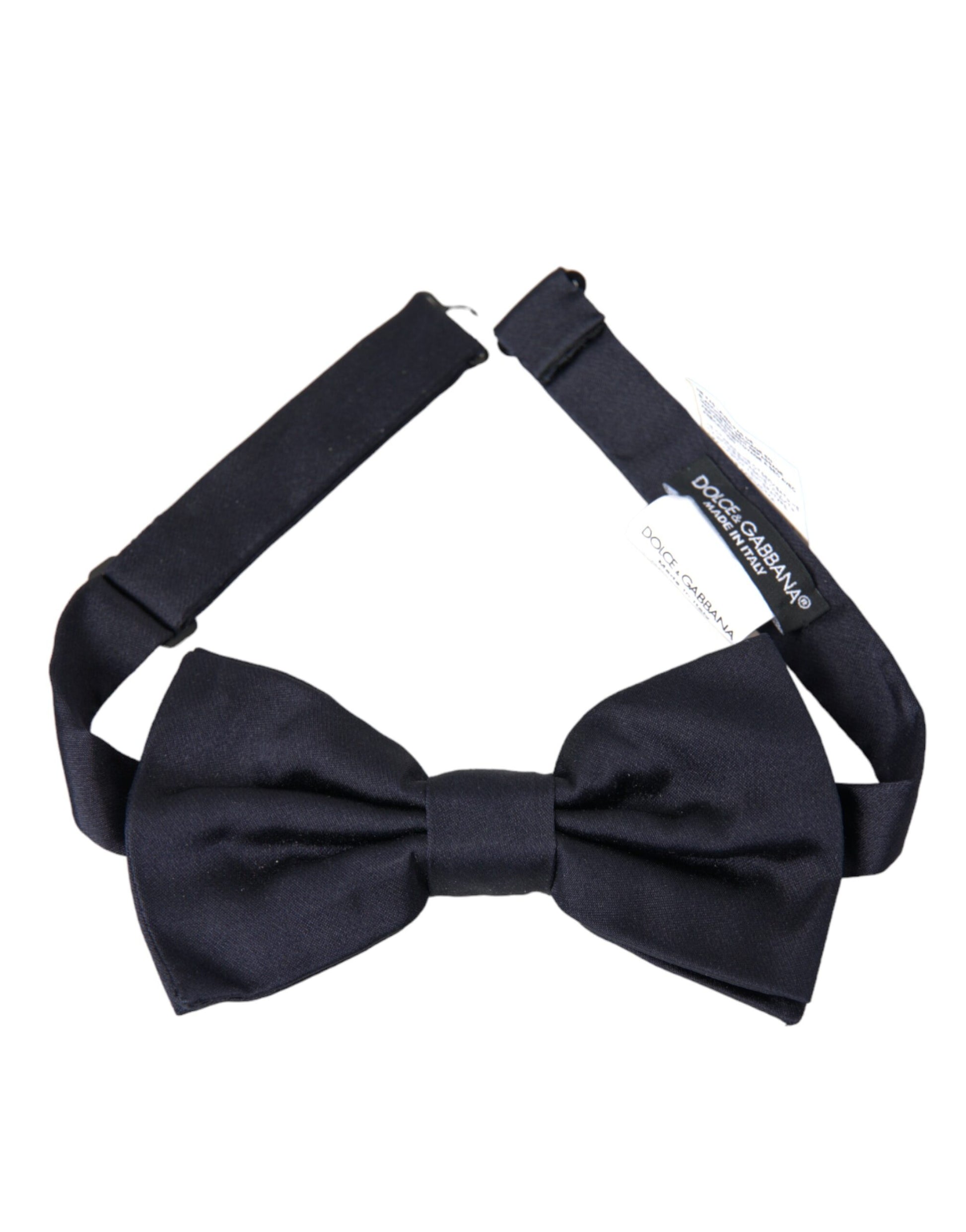 Dolce & Gabbana Dark Blue Silk Adjustable Neck Men Bow Tie - KALAJ