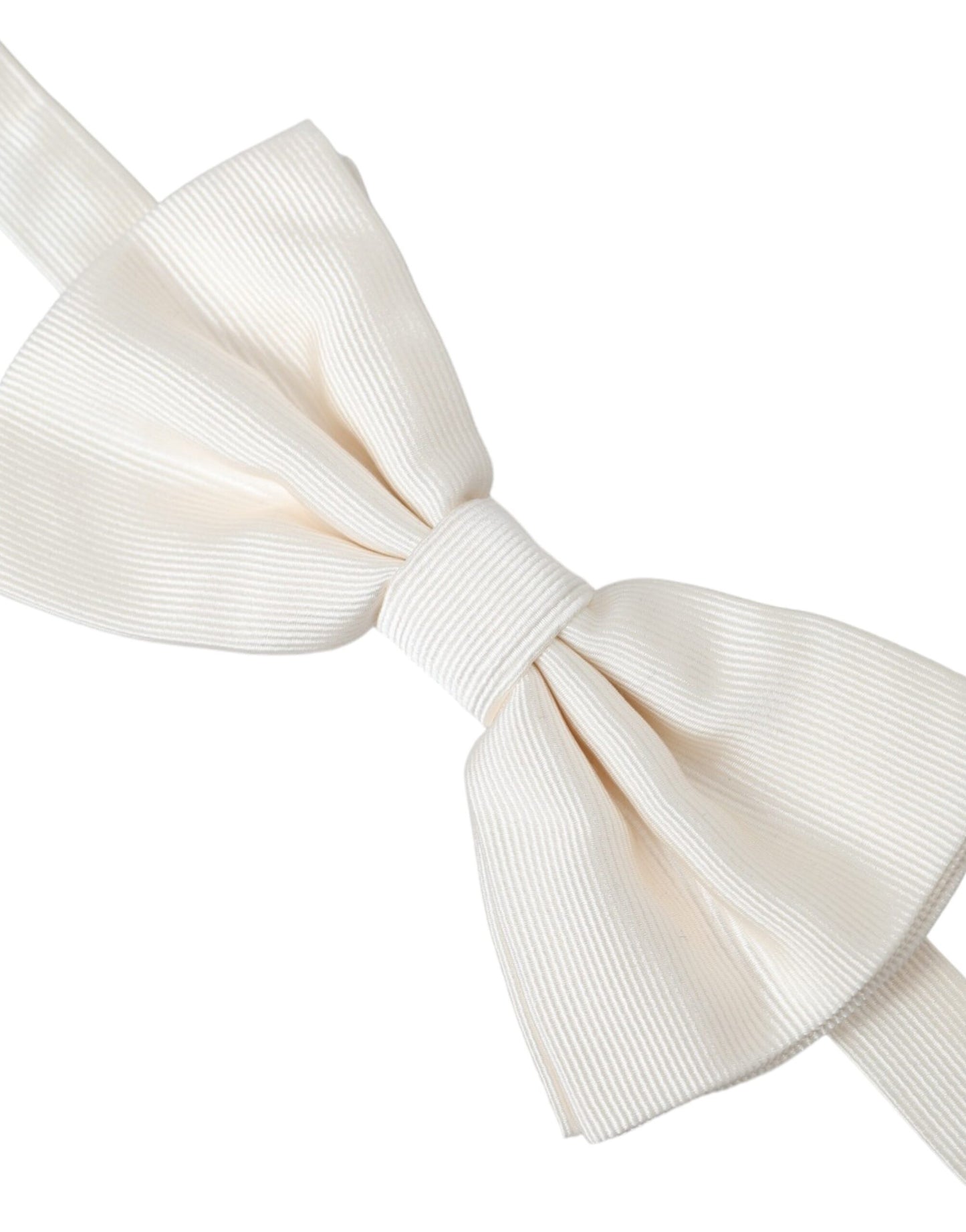 Dolce & Gabbana Off White Silk Adjustable Neck Men Bow Tie - KALAJ