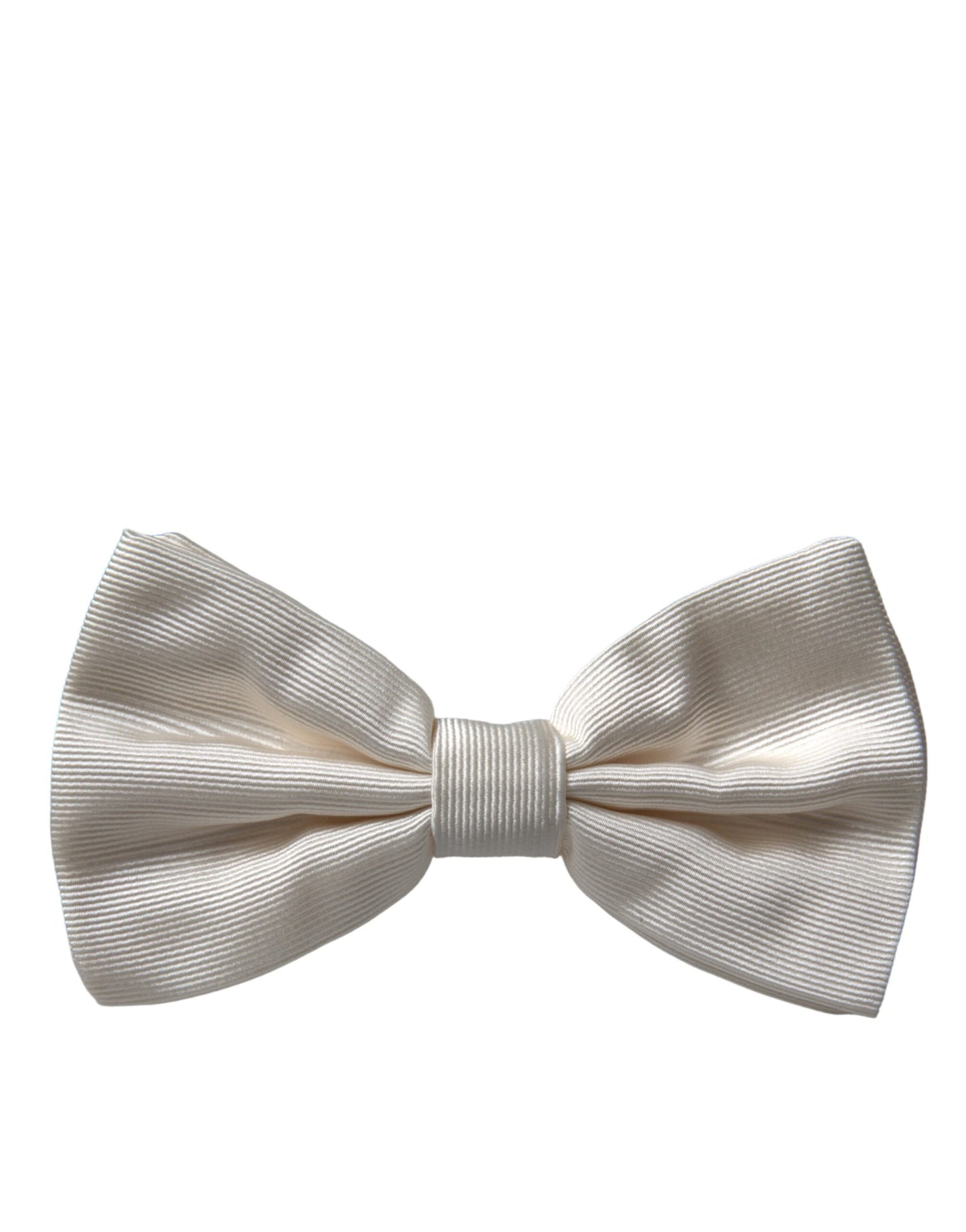 Dolce & Gabbana Off White Silk Adjustable Neck Men Bow Tie - KALAJ