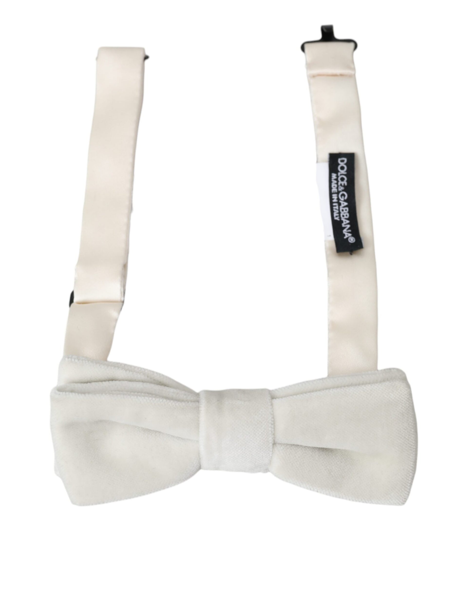 Dolce & Gabbana White Suede Cotton Adjustable Neck Men Bow Tie - KALAJ