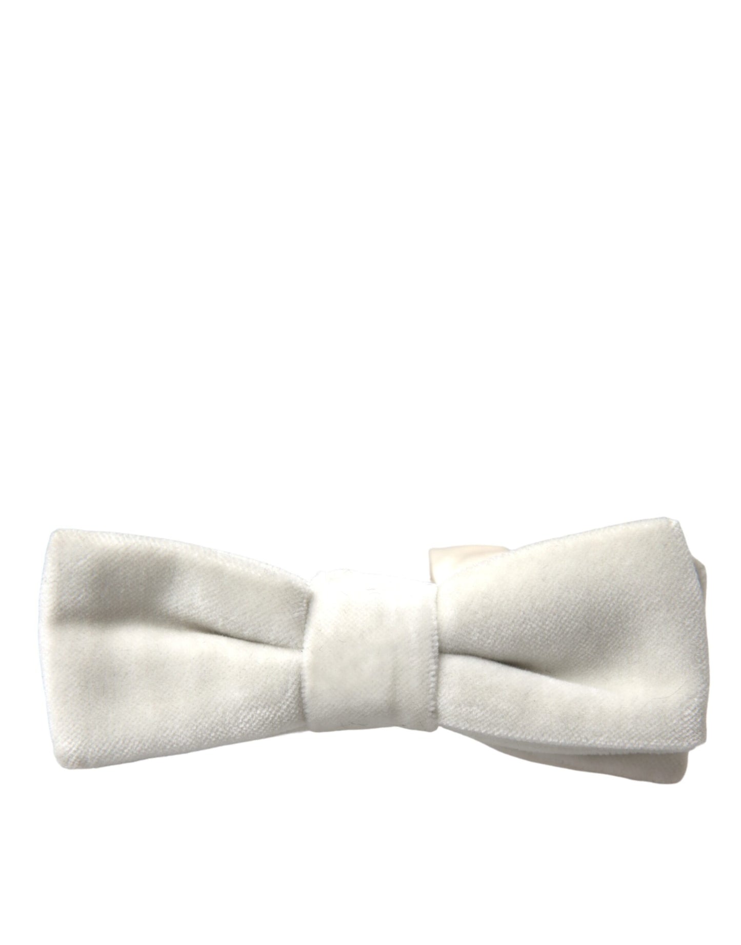 Dolce & Gabbana White Suede Cotton Adjustable Neck Men Bow Tie - KALAJ