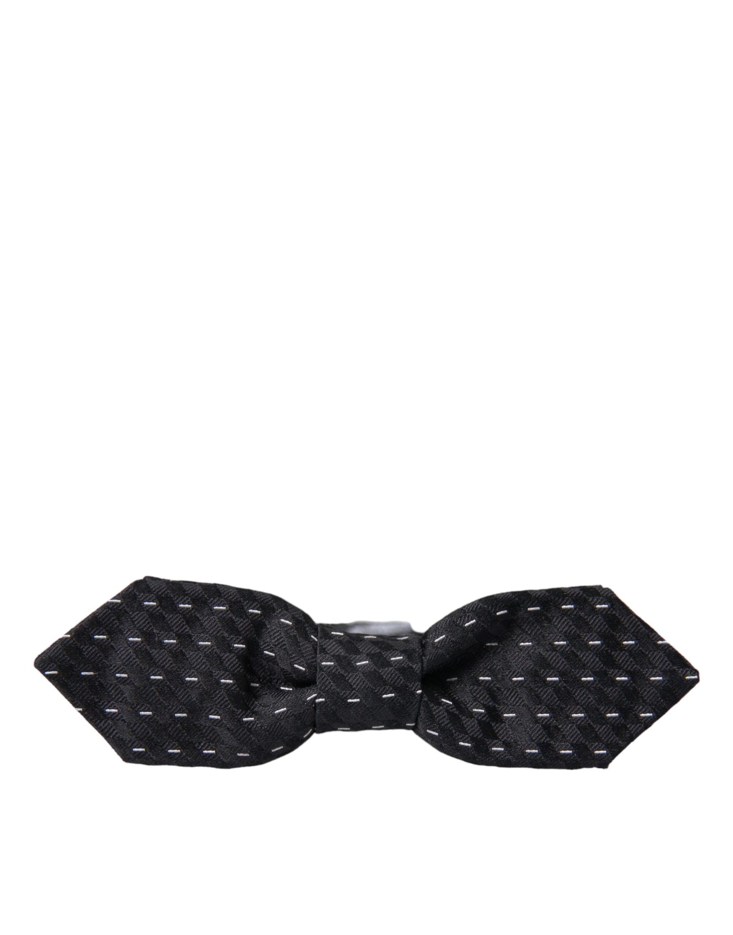 Dolce & Gabbana Black White Stitched Silk Men Neck Bow Tie - KALAJ