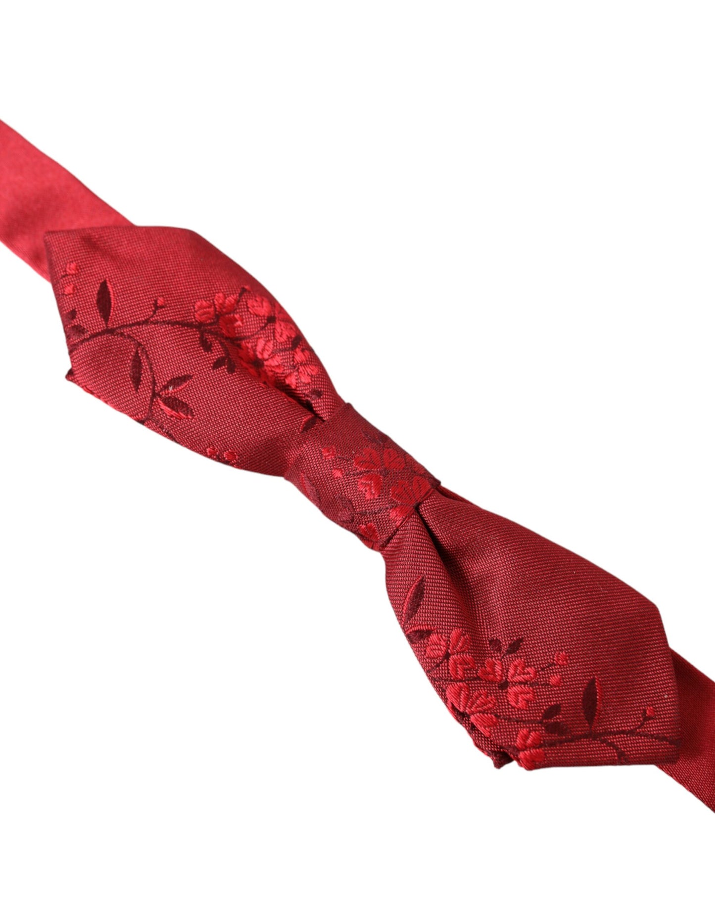 Dolce & Gabbana Red Brocade Silk Adjustable Neck Men Bow Tie - KALAJ