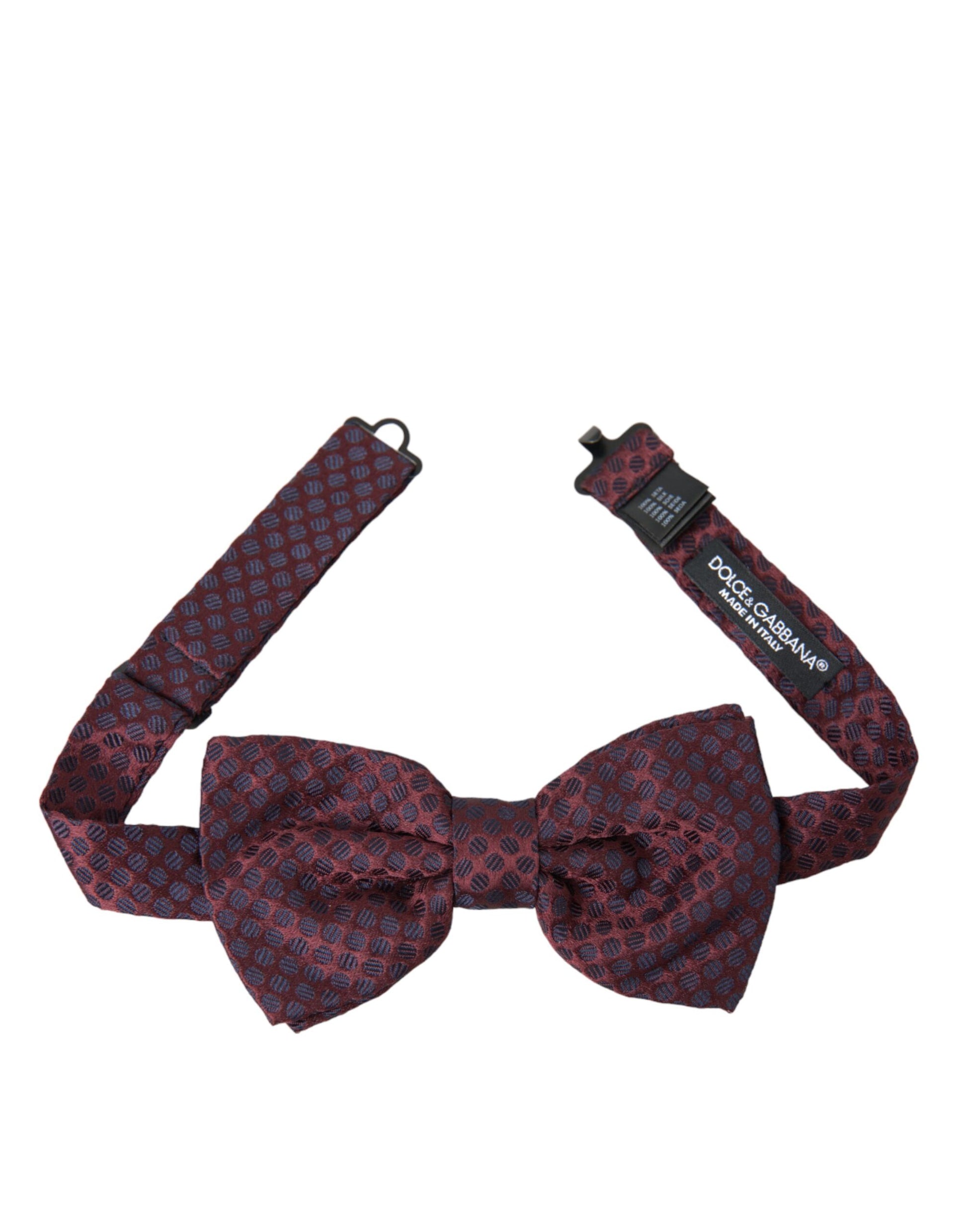 Dolce & Gabbana Maroon Polka Dots Silk Adjustable Neck Bow Tie - KALAJ