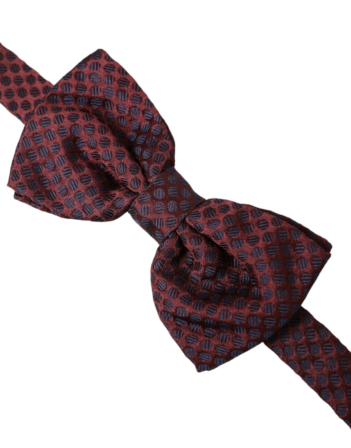 Dolce & Gabbana Maroon Polka Dots Silk Adjustable Neck Bow Tie - KALAJ