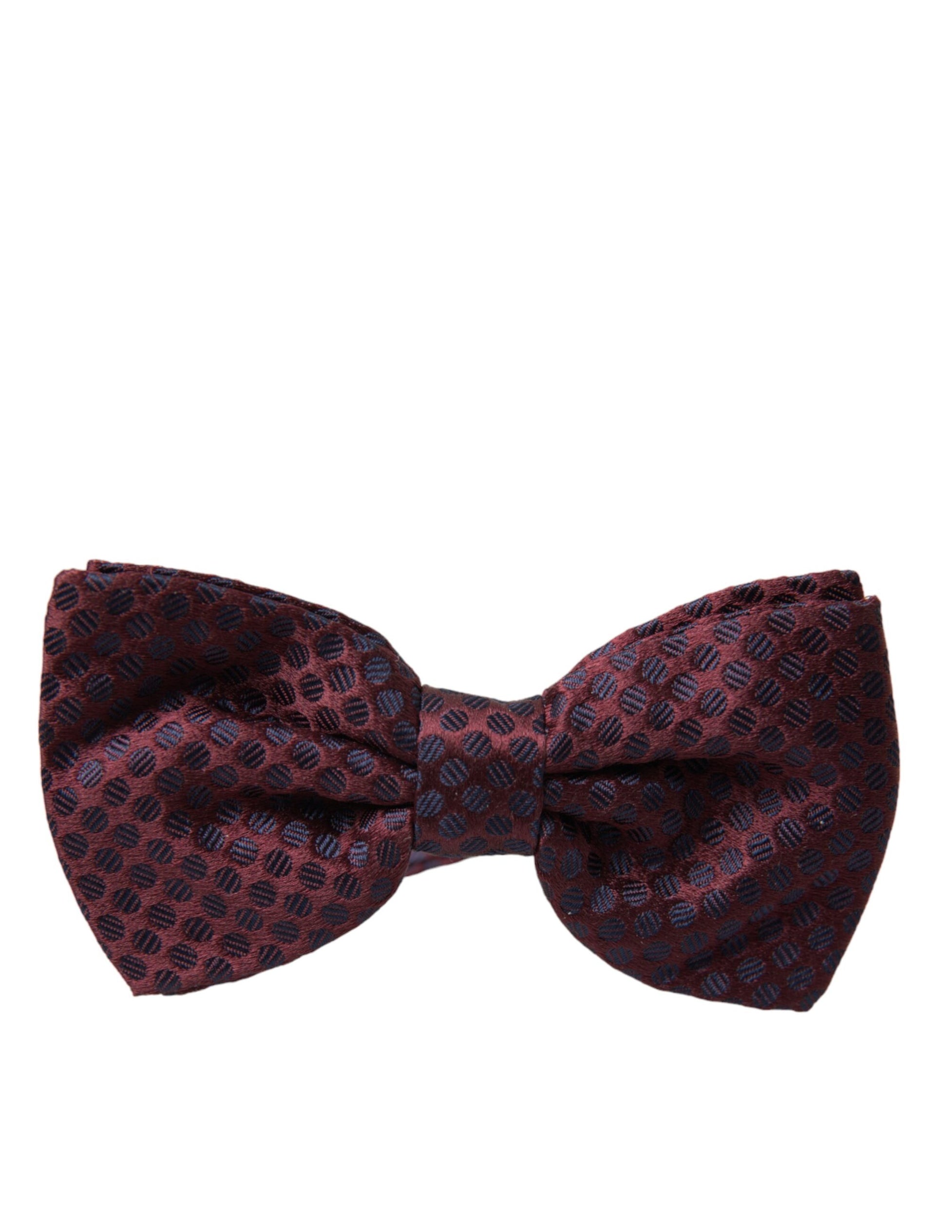 Dolce & Gabbana Maroon Polka Dots Silk Adjustable Neck Bow Tie - KALAJ