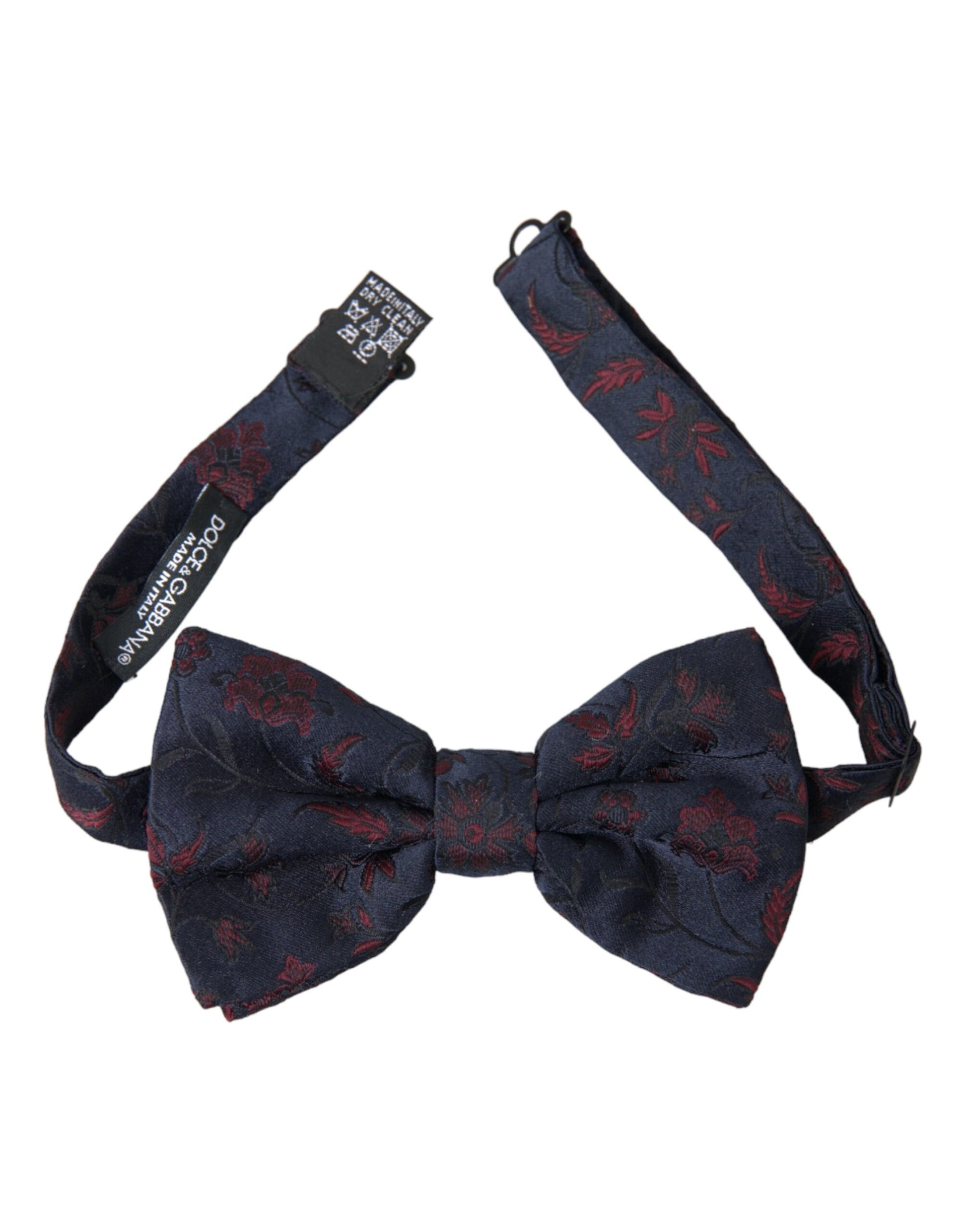 Dolce & Gabbana Blue Floral Brocade Adjustable Neck Men Bow Tie - KALAJ