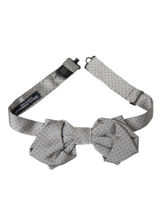 Dolce & Gabbana Gray Silk Adjustable Neck Men Bow Tie - KALAJ