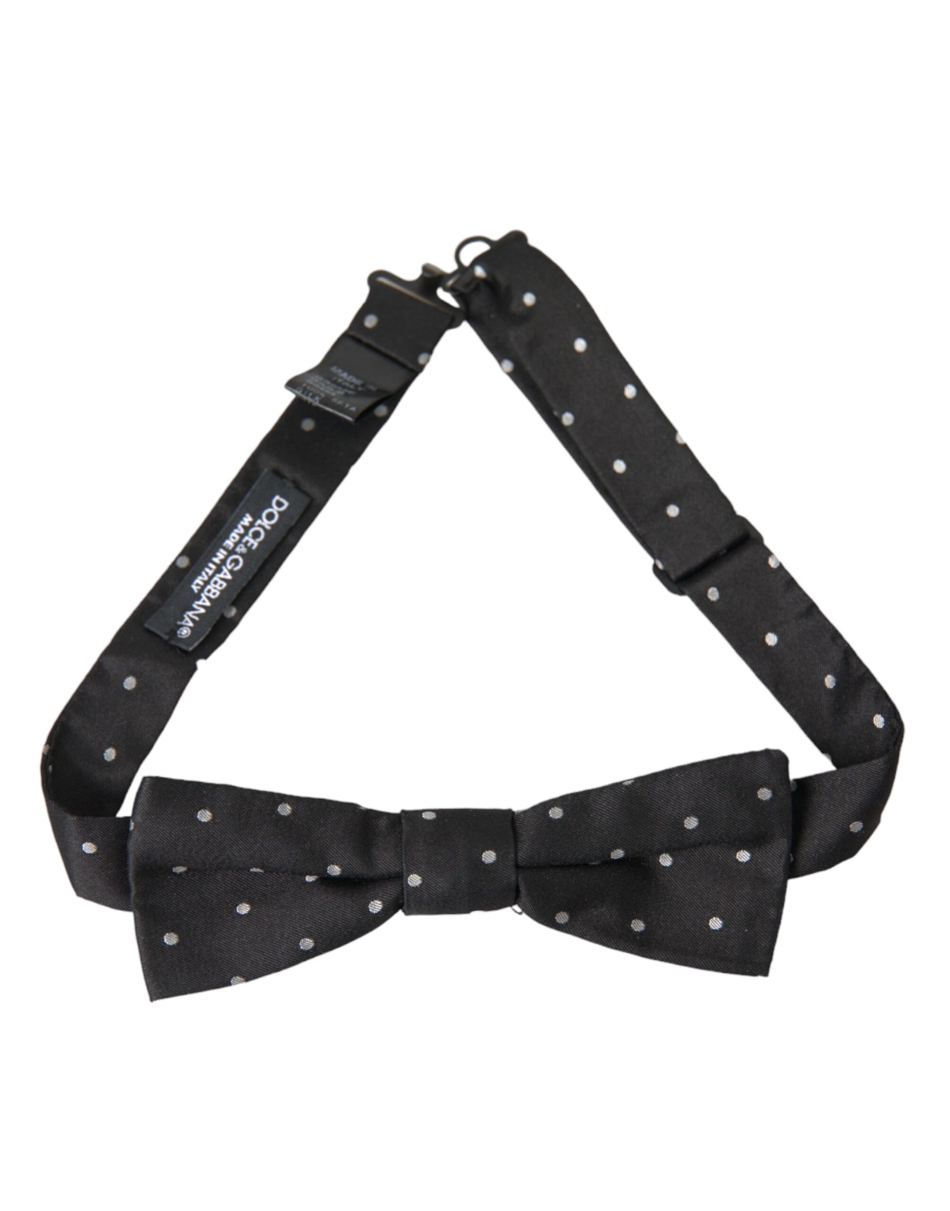 Dolce & Gabbana Black White Polka Dot Silk Men Neck Bow Tie - KALAJ