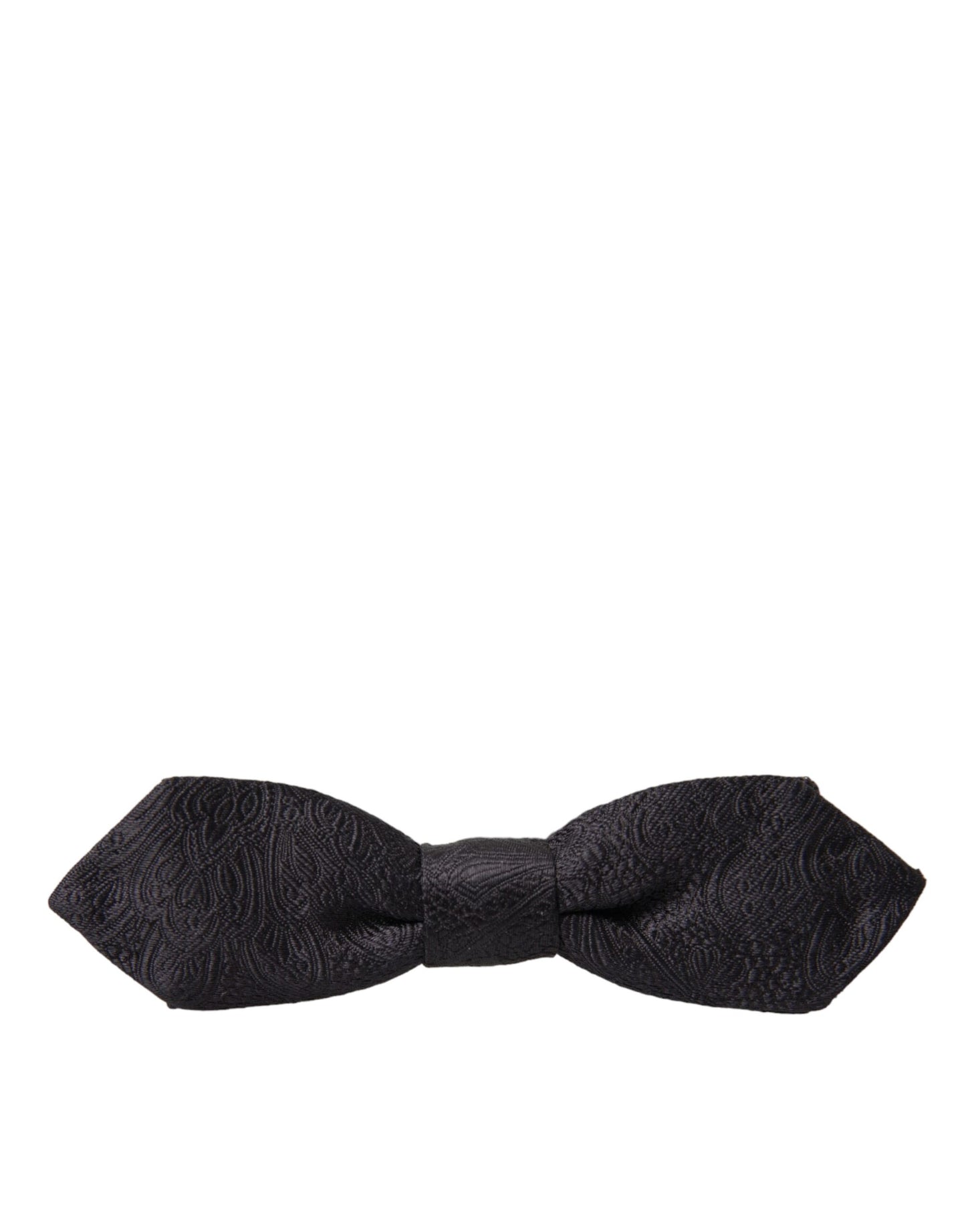 Dolce & Gabbana Black Brocade Silk Adjustable Neck Bow Tie - KALAJ