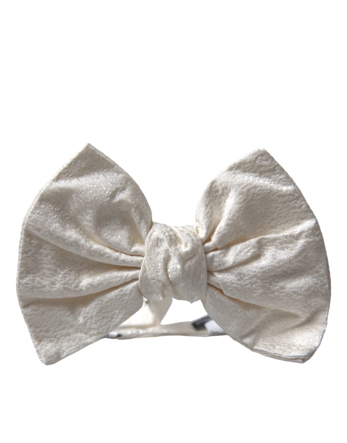 Dolce & Gabbana White Textured Cotton Adjustable Neck Bow Tie - KALAJ