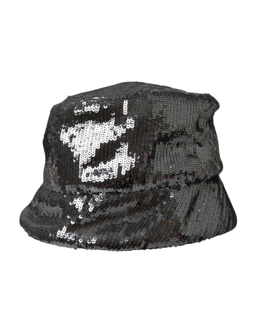 Dolce & Gabbana Silver Sequined Nylon Bucket Hat Men - KALAJ