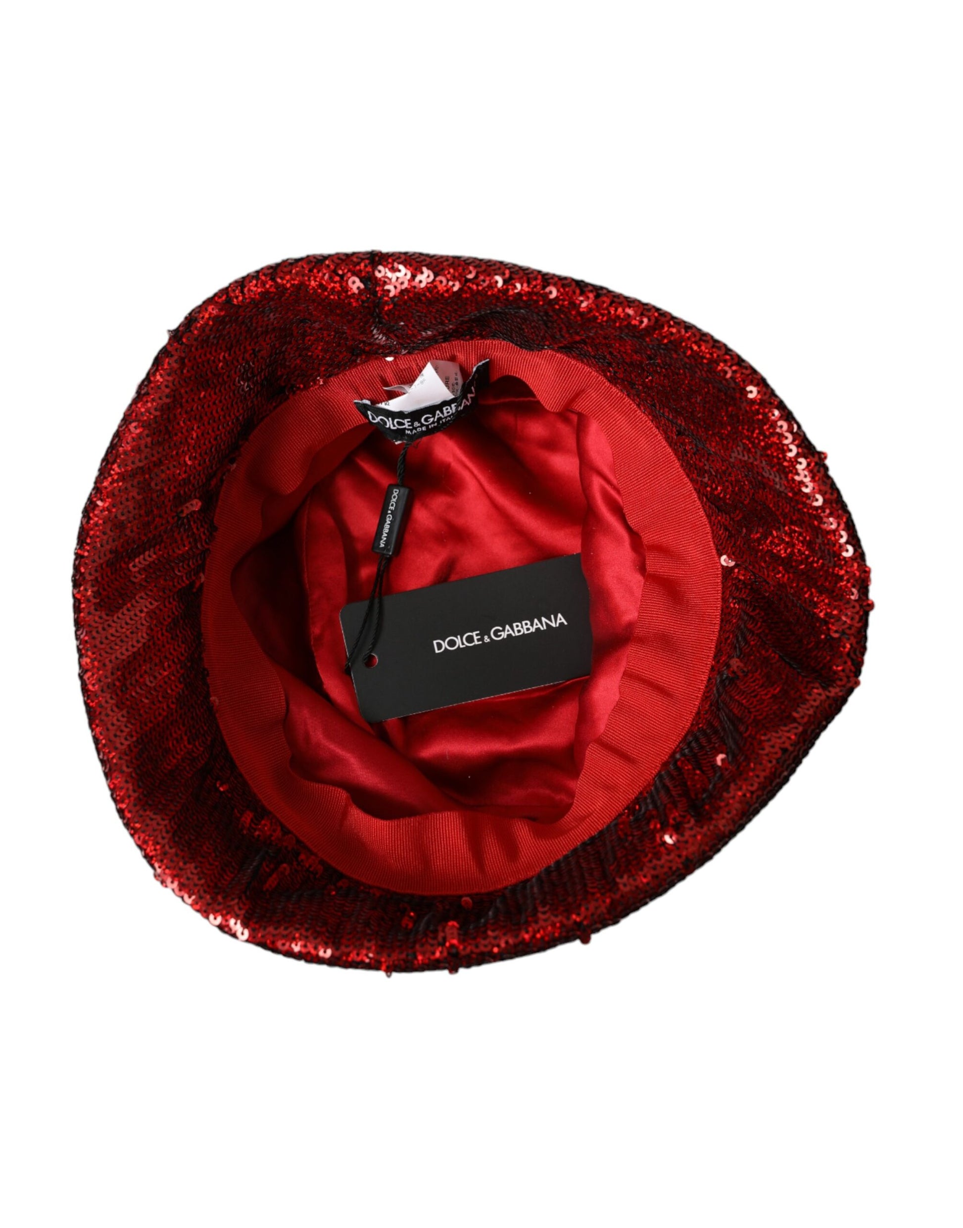 Dolce & Gabbana Red Sequined Nylon Bucket Hat Men - KALAJ