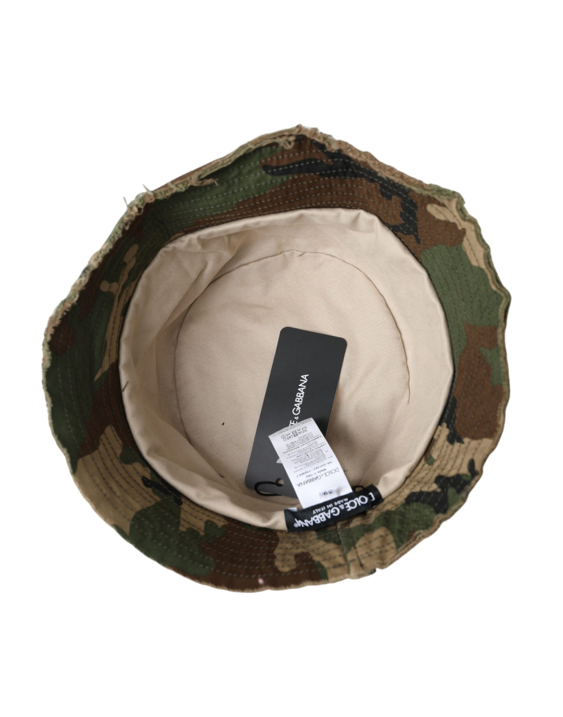 Dolce & Gabbana Green Camouflage Cotton Bucket Hat Men - KALAJ