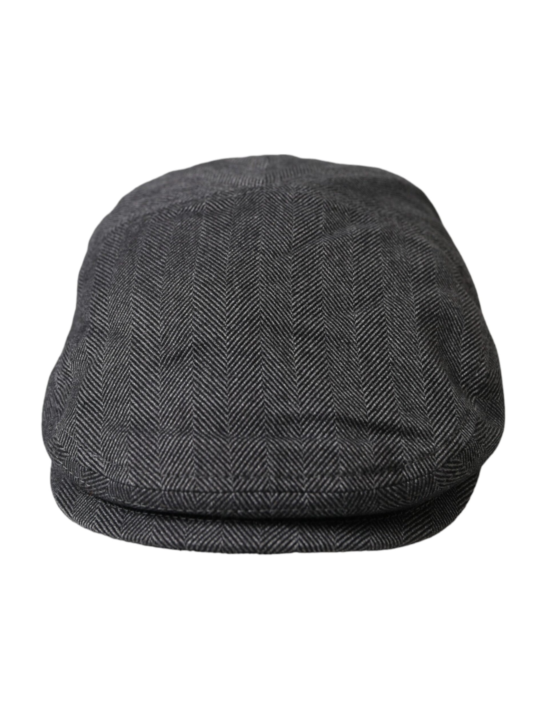 Dolce & Gabbana Gray Herringbone Crown Newsboy Hat Men - KALAJ