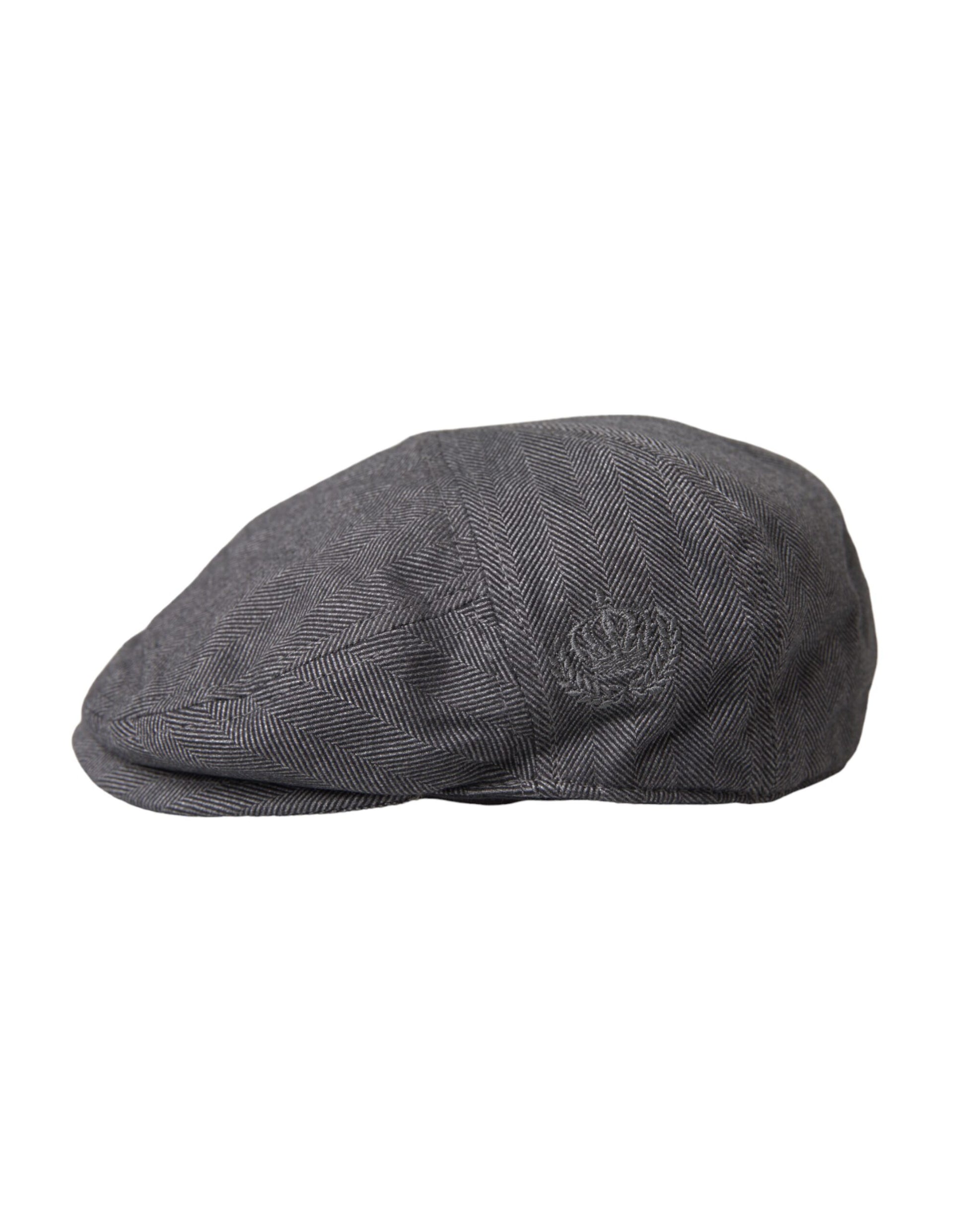 Dolce & Gabbana Gray Herringbone Crown Newsboy Hat Men - KALAJ