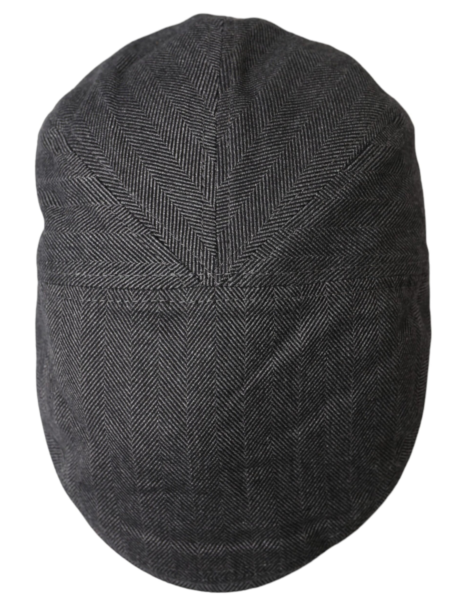 Dolce & Gabbana Gray Herringbone Crown Newsboy Hat Men - KALAJ