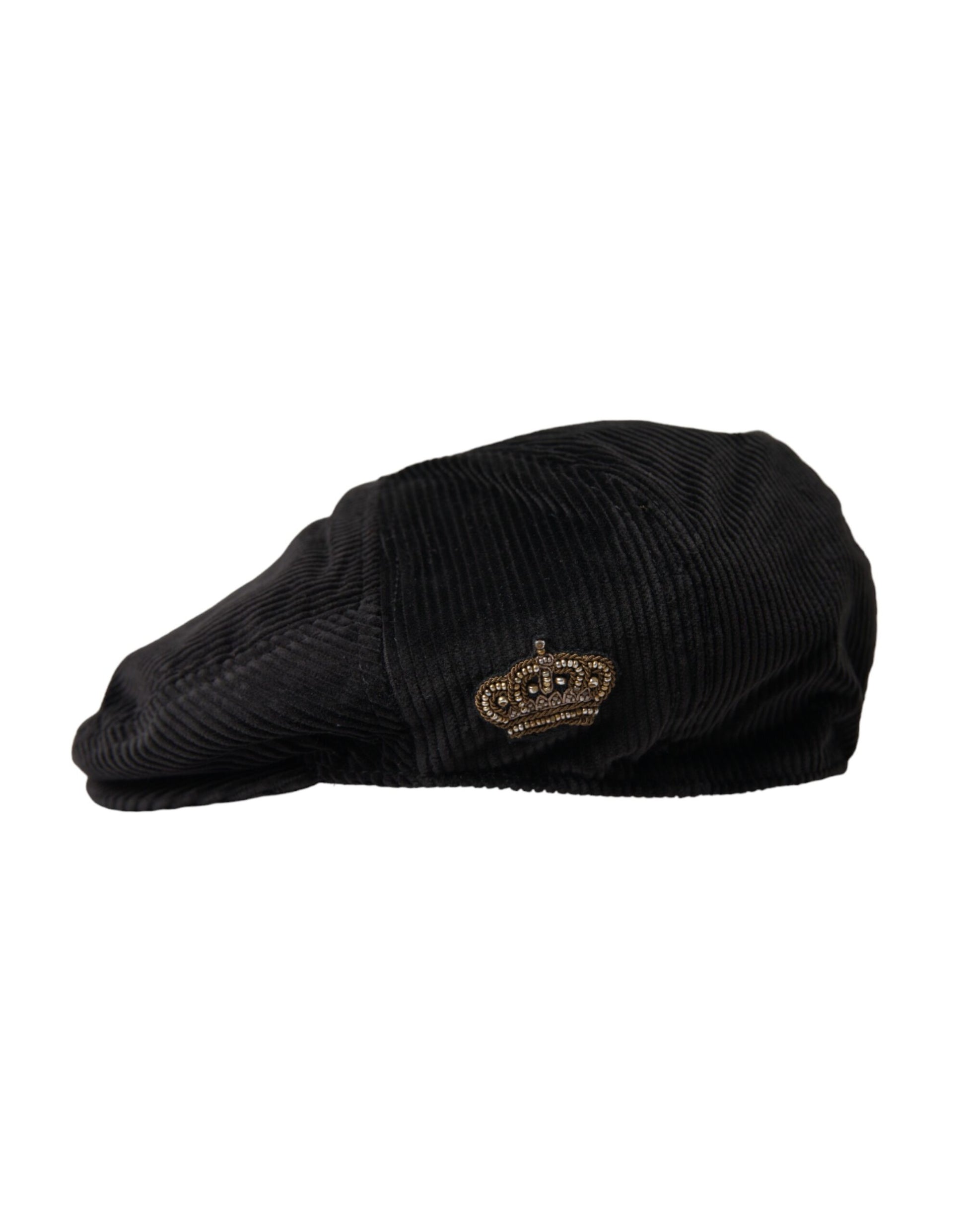 Dolce & Gabbana Black Corduroy Crown Newsboy Hat Men - KALAJ