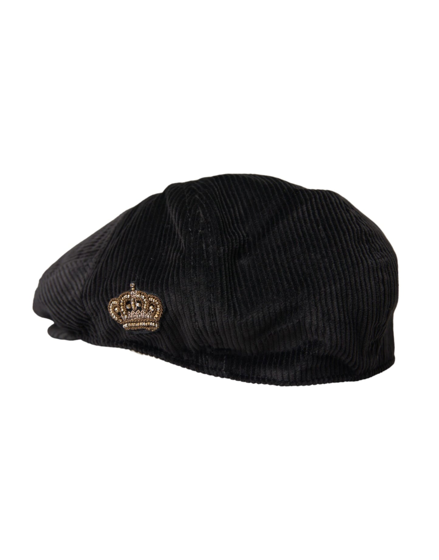 Dolce & Gabbana Black Corduroy Crown Newsboy Hat Men - KALAJ