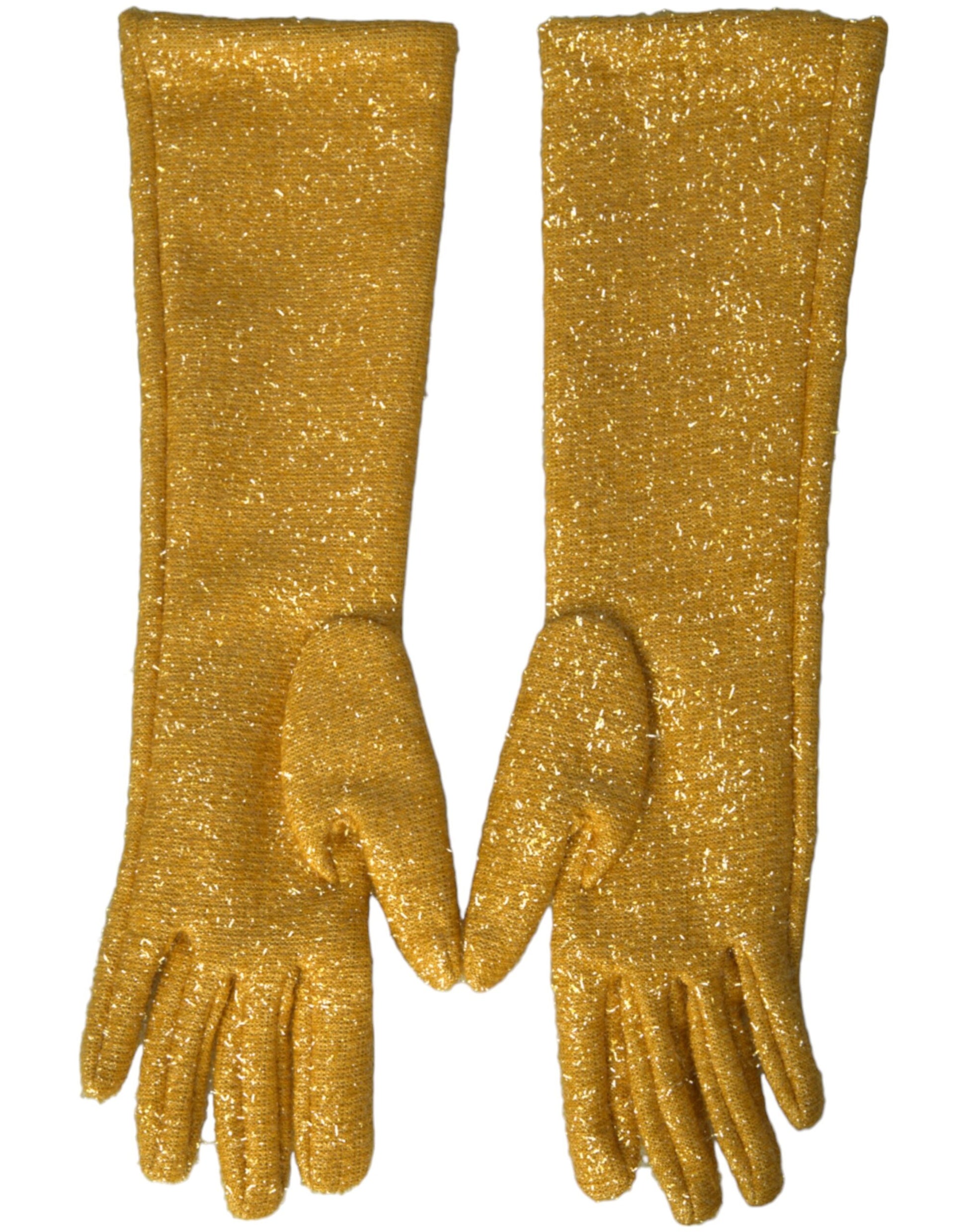 Dolce & Gabbana Gold Lurex Fantasia Mid Arm Length Gloves - KALAJ