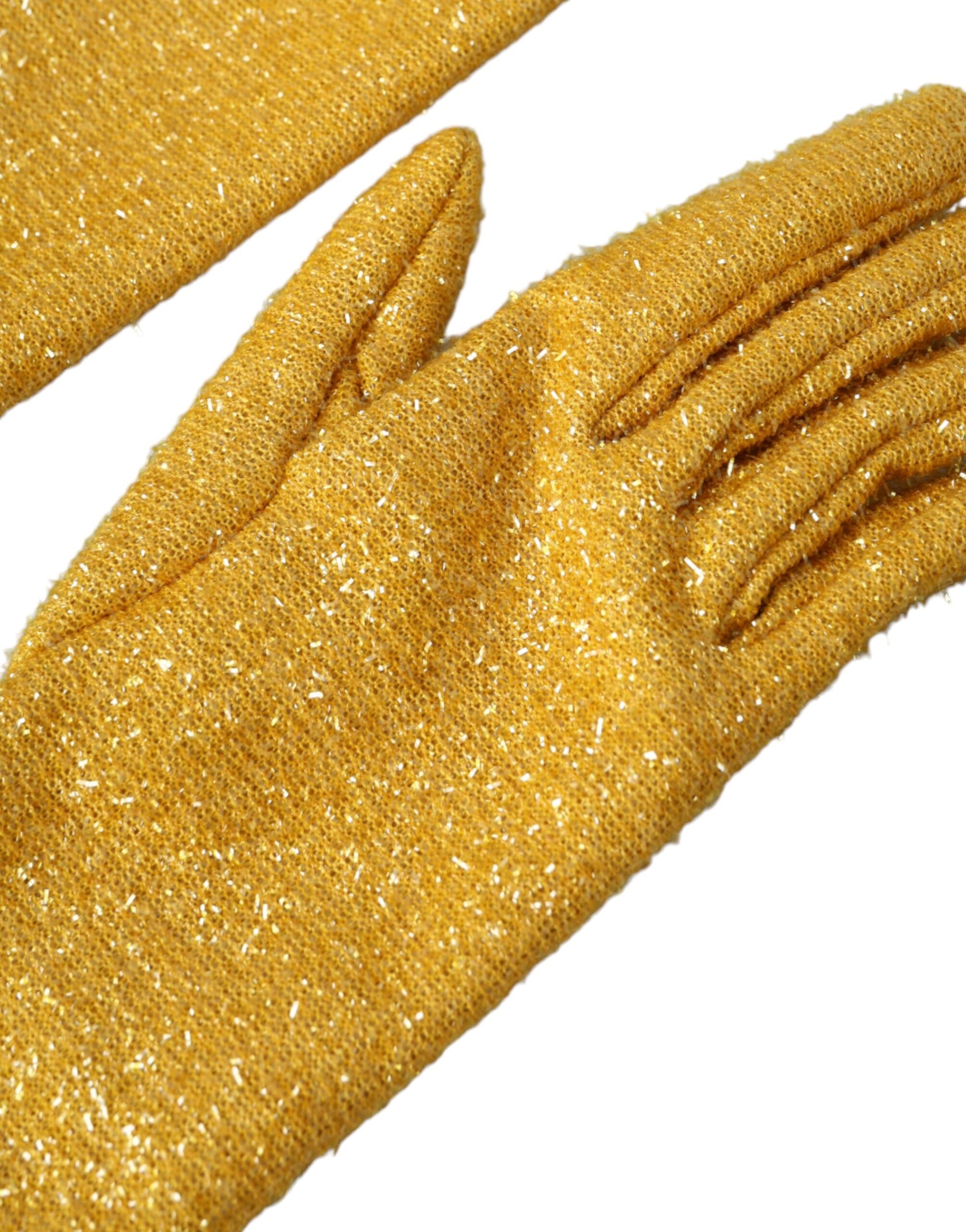 Dolce & Gabbana Gold Lurex Fantasia Mid Arm Length Gloves - KALAJ