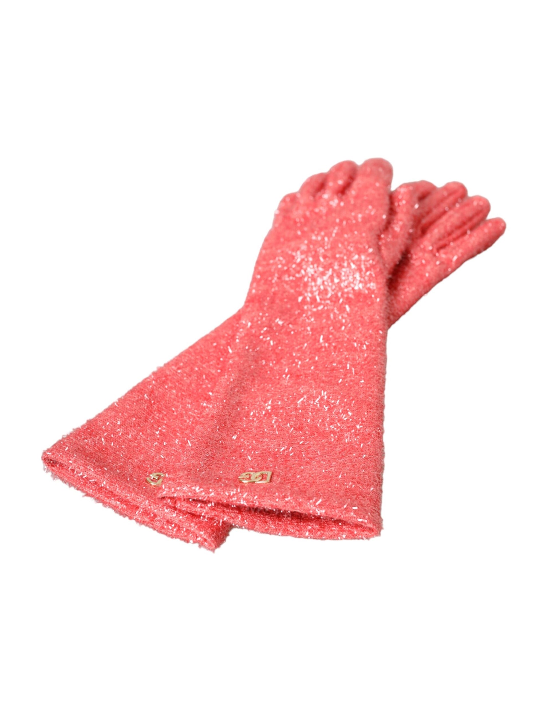 Dolce & Gabbana Pink Lurex Fantasia Mid Arm Length Gloves - KALAJ