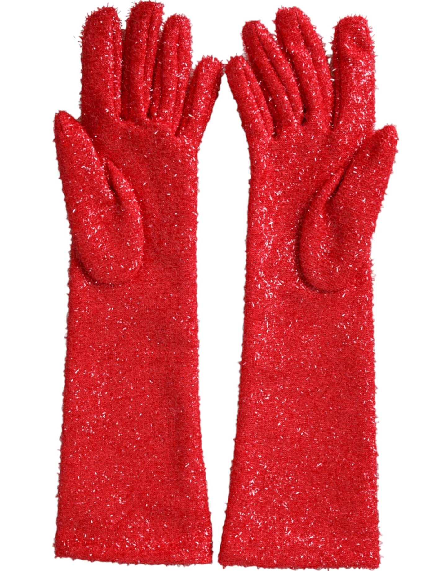 Dolce & Gabbana Red Lurex Fantasia Mid Arm Length Gloves - KALAJ