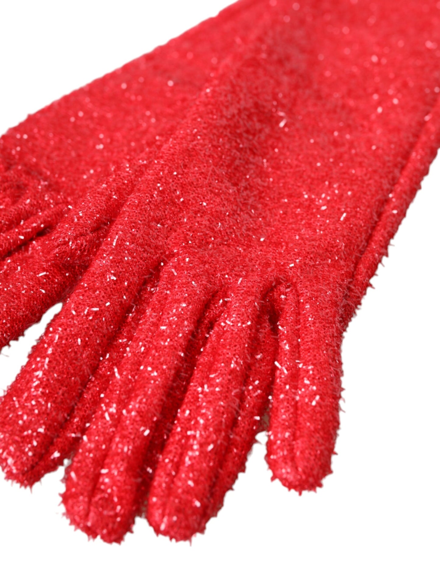 Dolce & Gabbana Red Lurex Fantasia Mid Arm Length Gloves - KALAJ