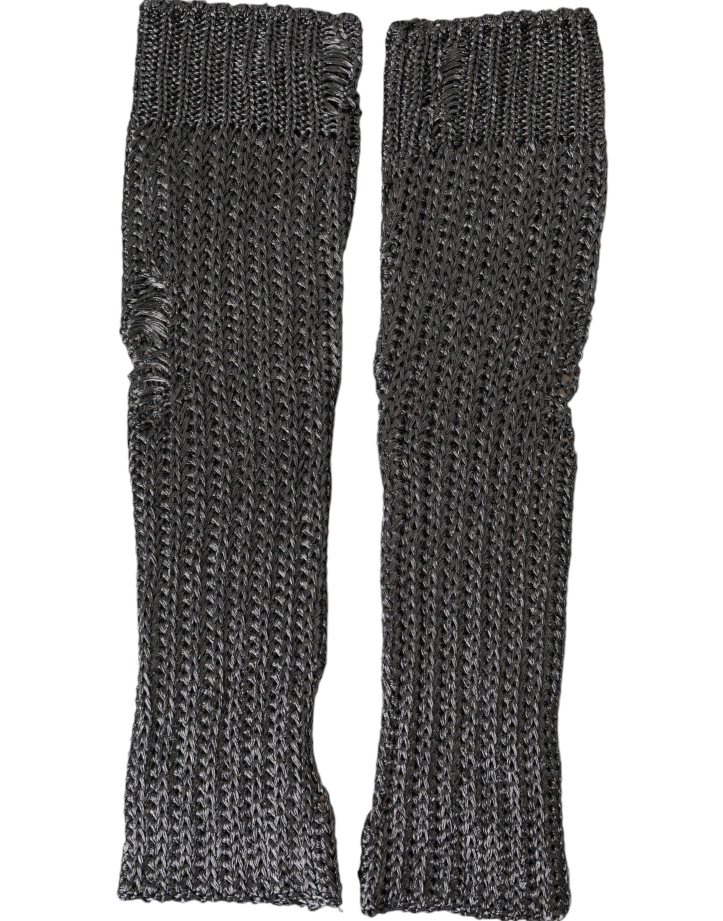 Dolce & Gabbana Gray Viscose Knitted Finger Less Gloves - KALAJ