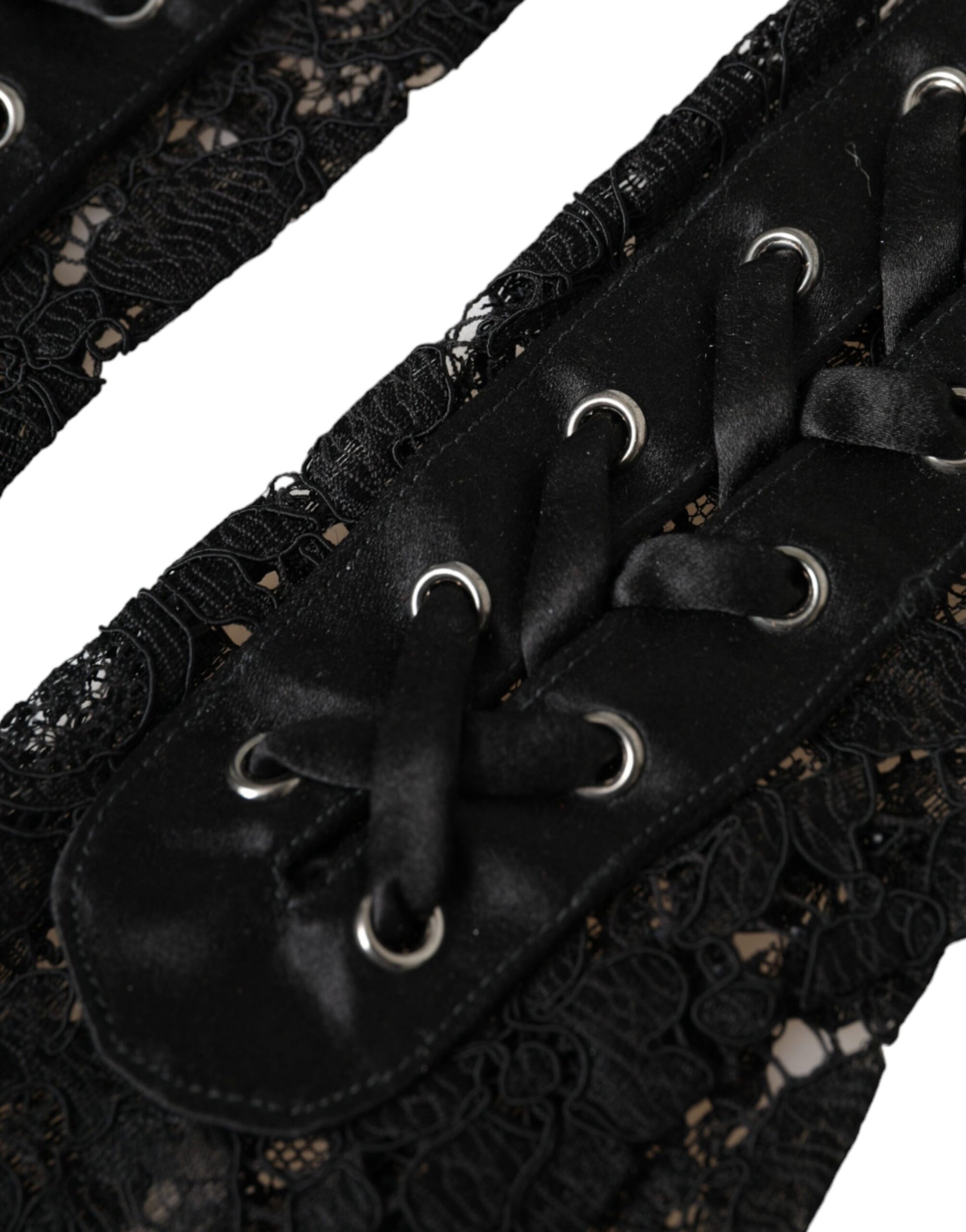 Dolce & Gabbana Black Taormina Lace Elbow Length Gloves - KALAJ