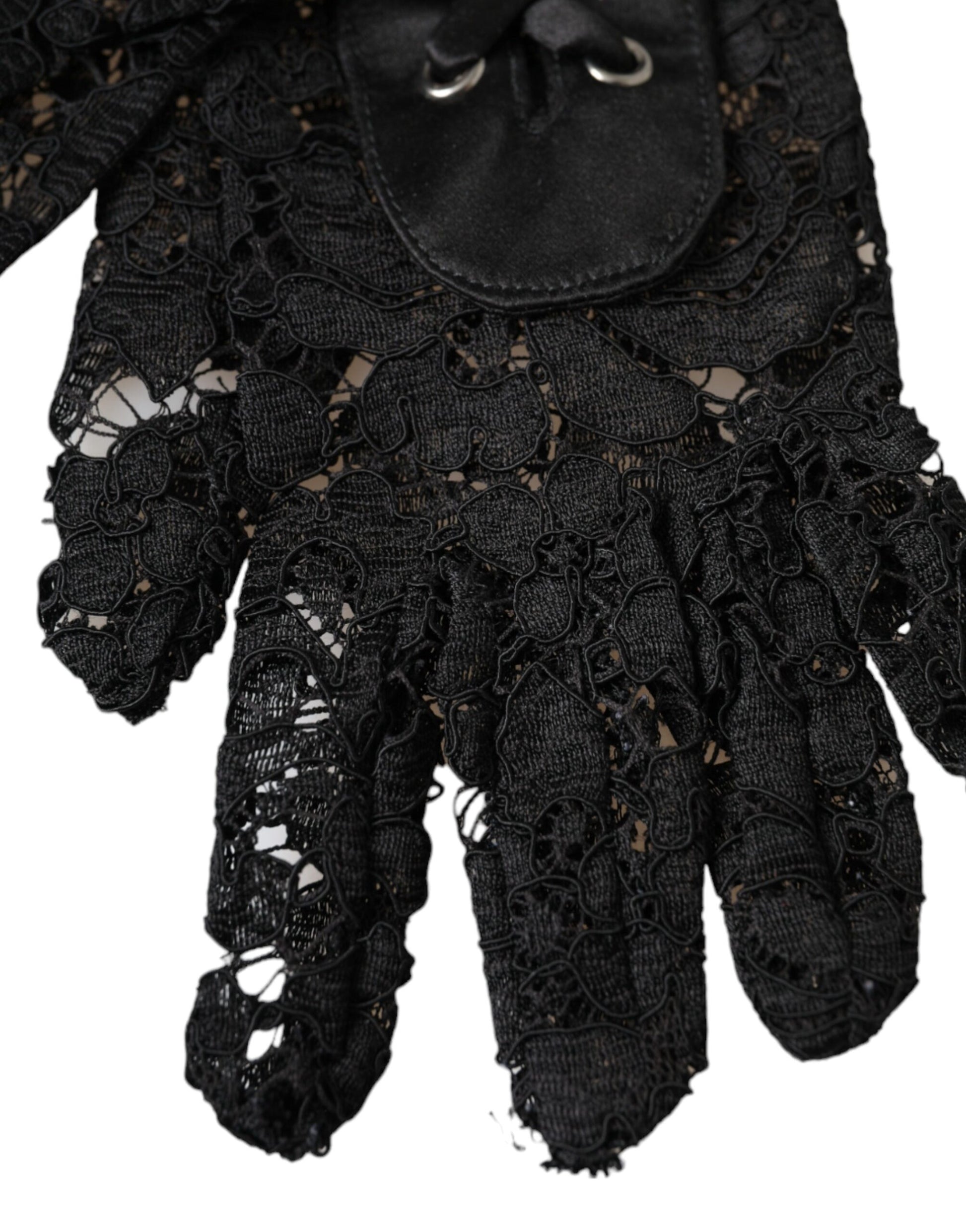 Dolce & Gabbana Black Taormina Lace Elbow Length Gloves - KALAJ