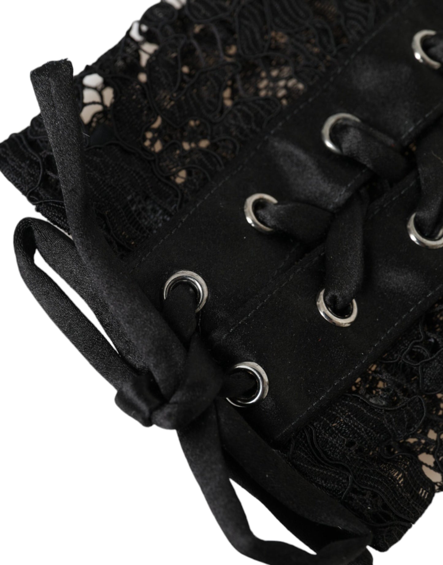 Dolce & Gabbana Black Taormina Lace Elbow Length Gloves - KALAJ