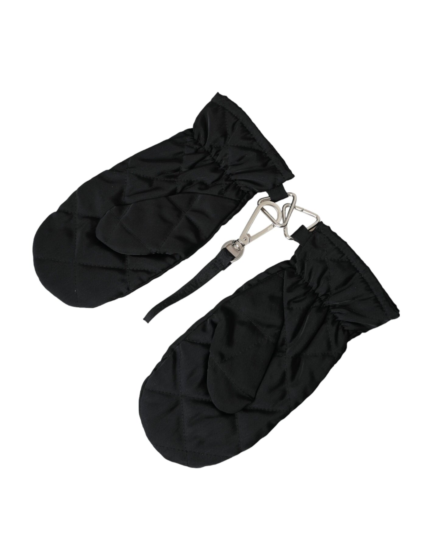 Dolce & Gabbana Black Quilted Nylon Wrist Length Mitten Gloves - KALAJ