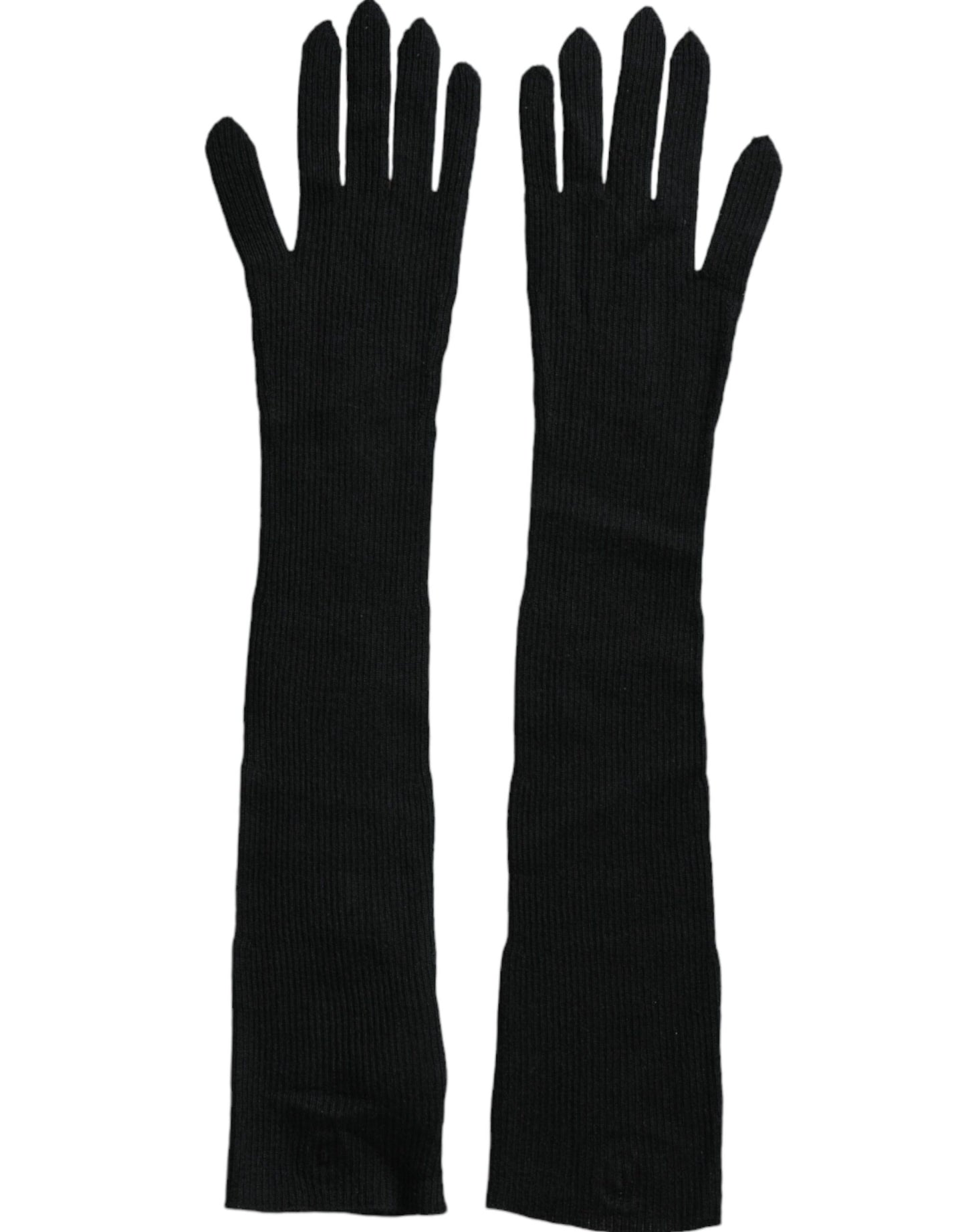 Dolce & Gabbana Black Cashmere Knitted Elbow Length Gloves - KALAJ