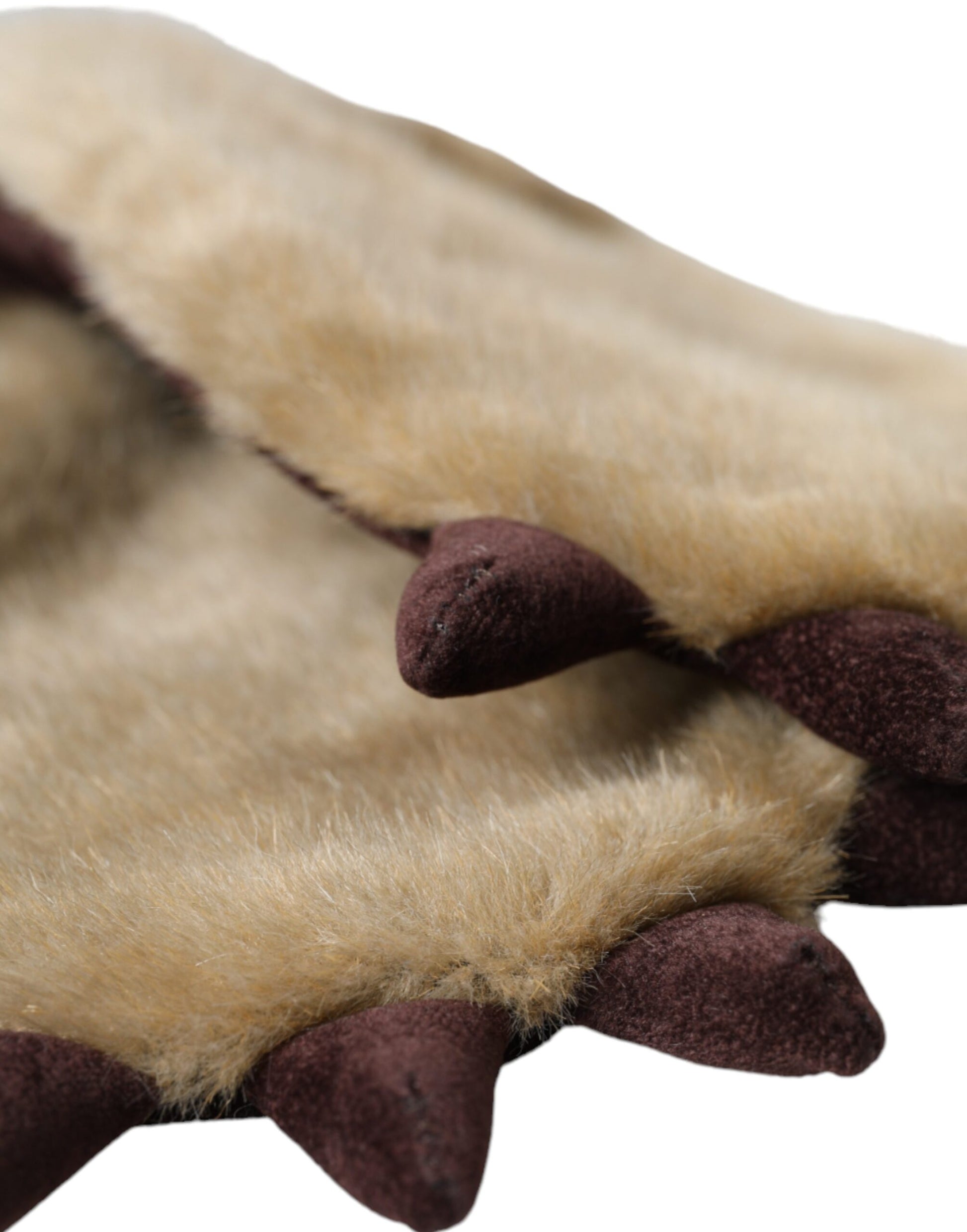 Dolce & Gabbana Beige Acrylic Knitted Fur Wrist Mitten Gloves - KALAJ