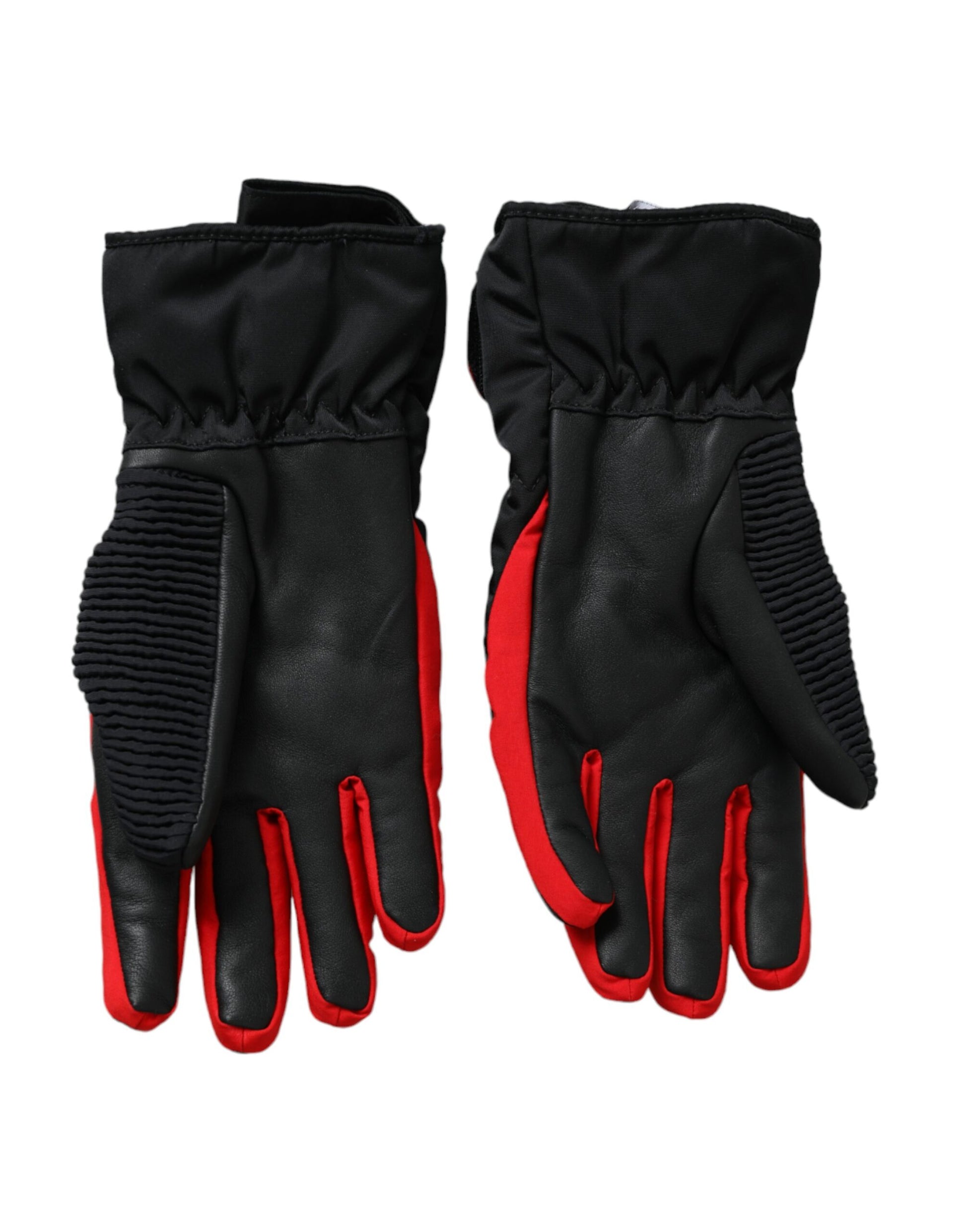 Dolce & Gabbana Black Red Nylon Wrist Length Gloves - KALAJ