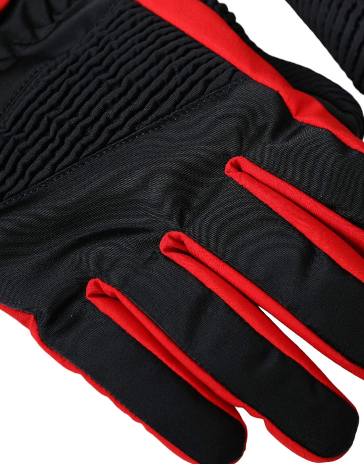 Dolce & Gabbana Black Red Nylon Wrist Length Gloves - KALAJ