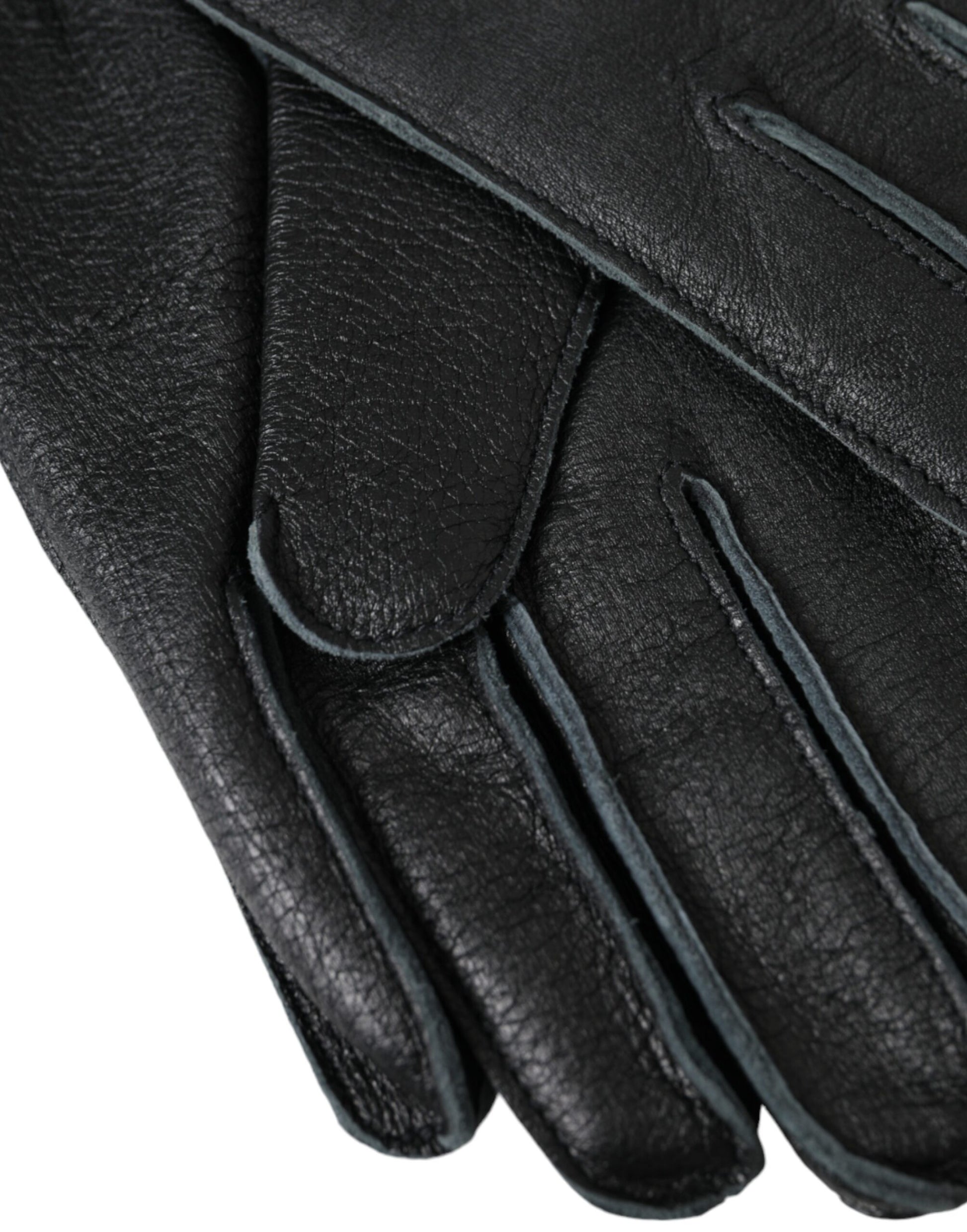 Dolce & Gabbana Black Deer Leather Wrist Length Gloves - KALAJ