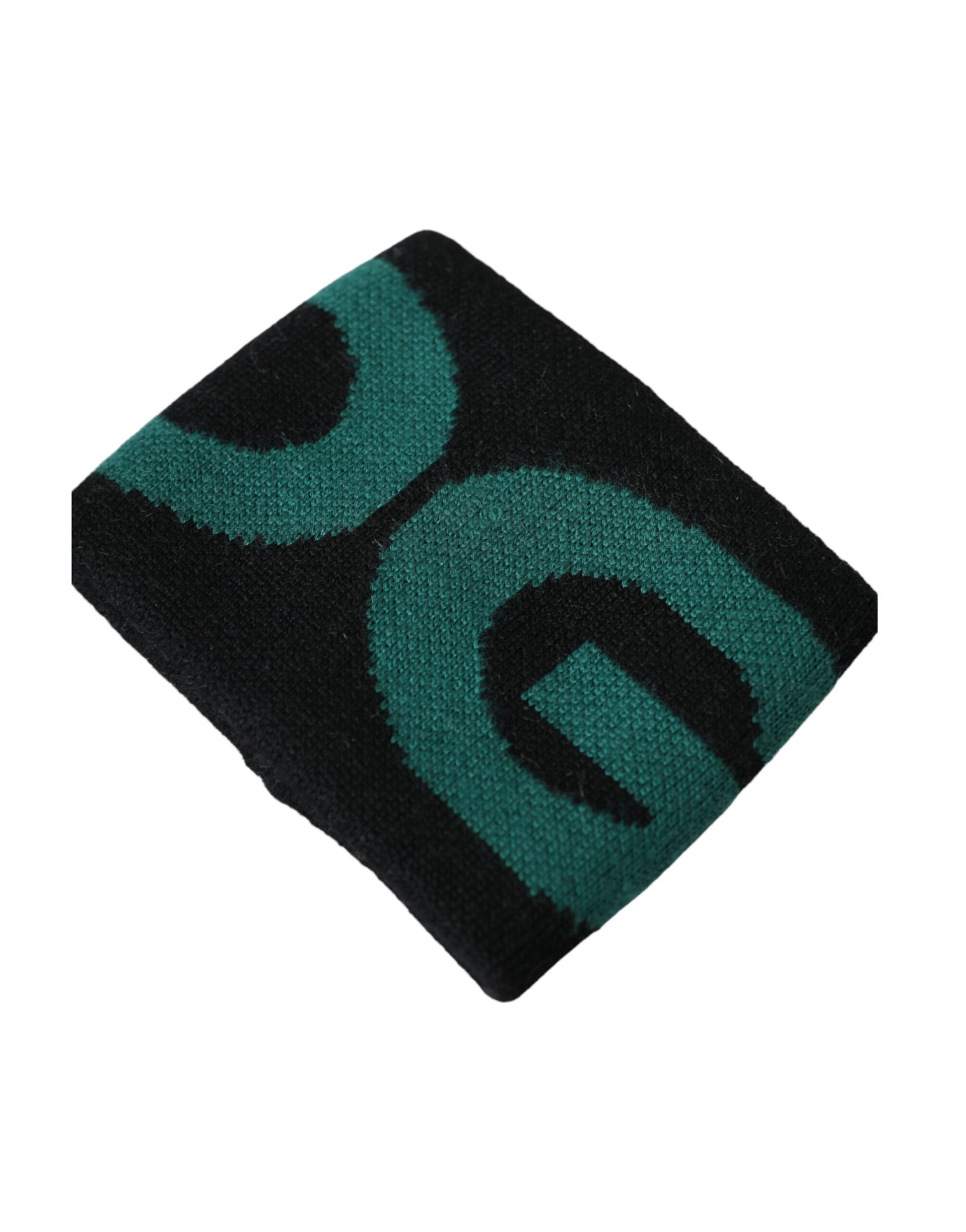 Dolce & Gabbana Black Green Wool Logo #DGMILLENNIALS Wristband - KALAJ