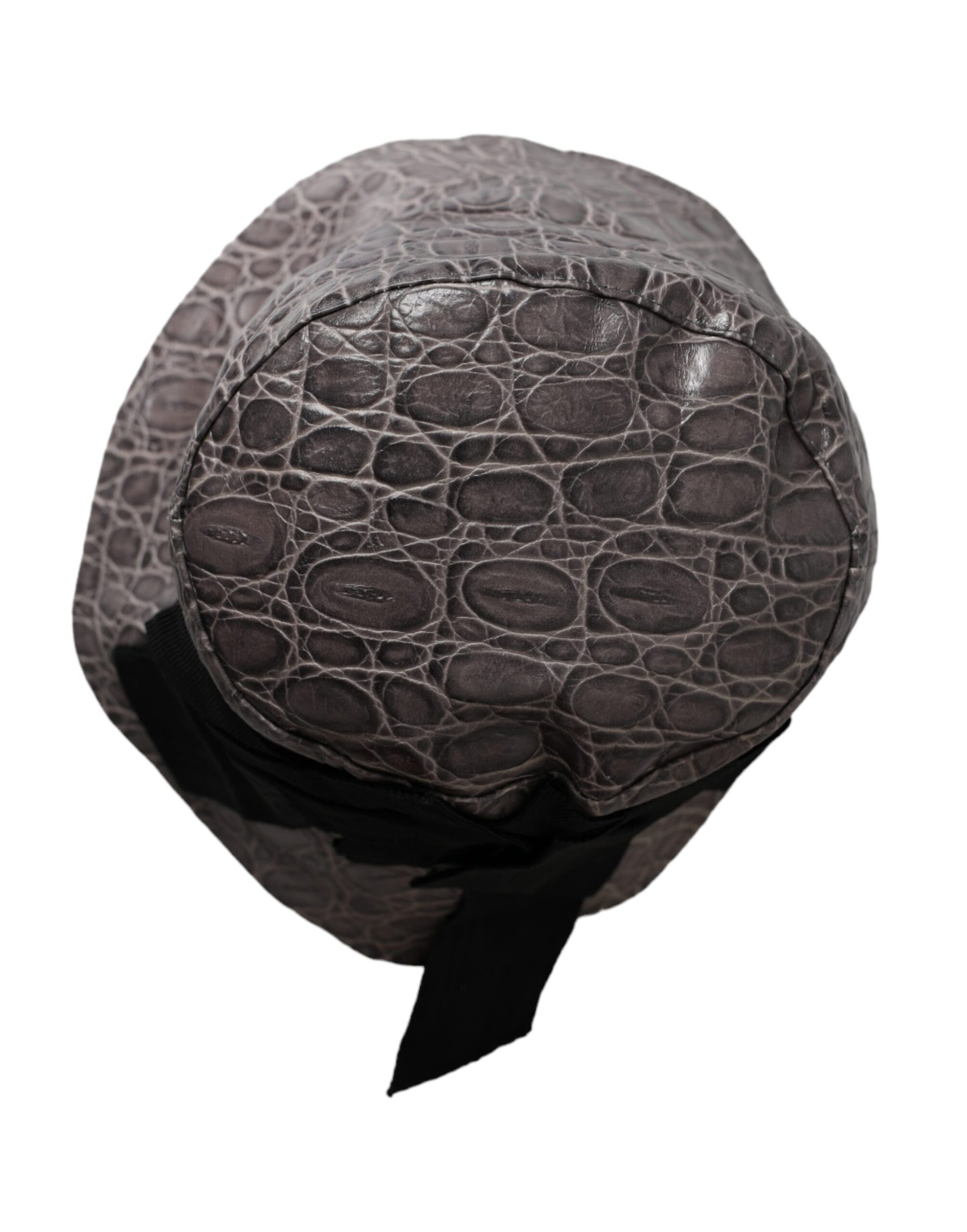 Dolce & Gabbana Black Gray Patterned Leather Bucket Hat - KALAJ