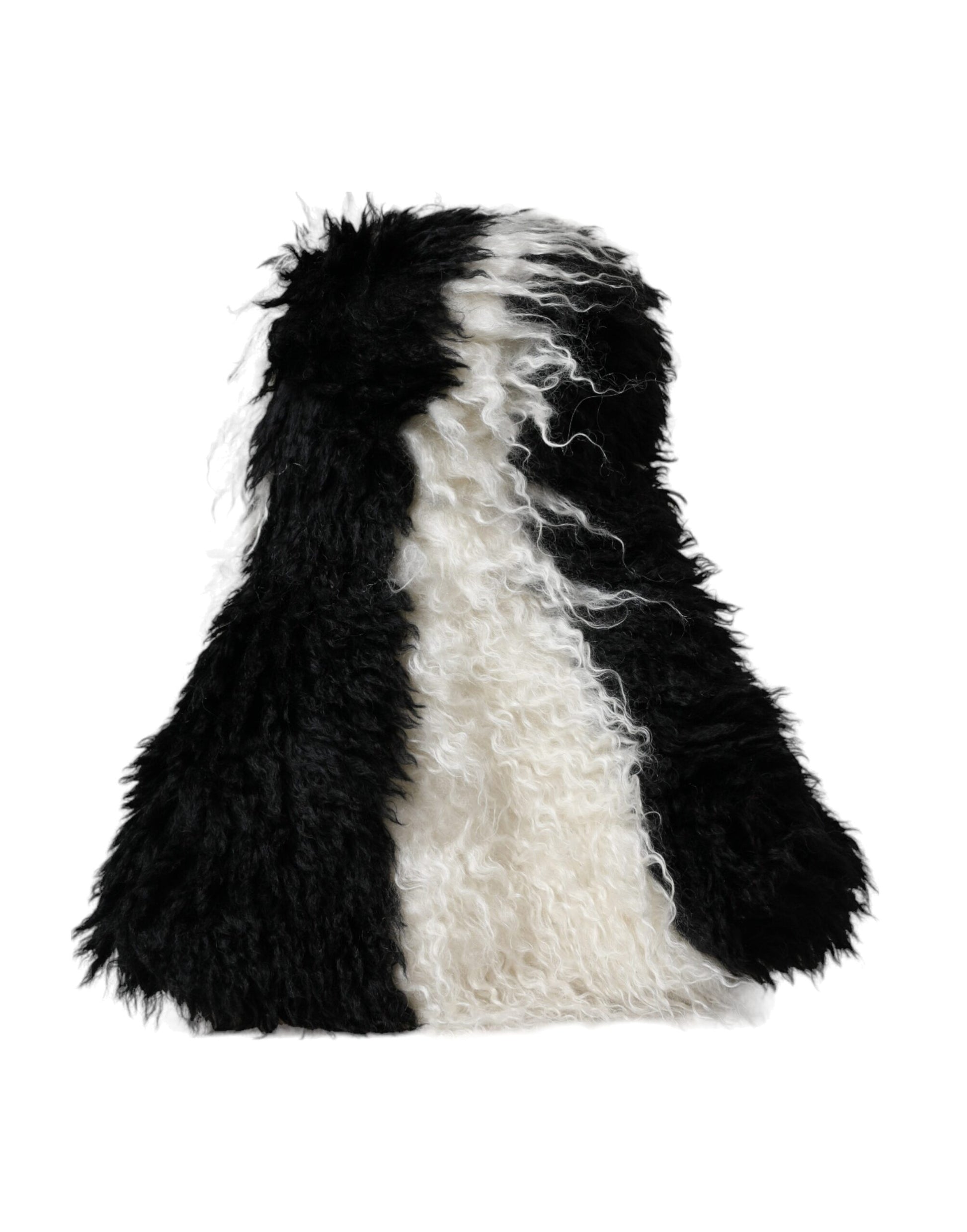 Dolce & Gabbana Black White Stripes Mohair Fur Bucket Hat - KALAJ