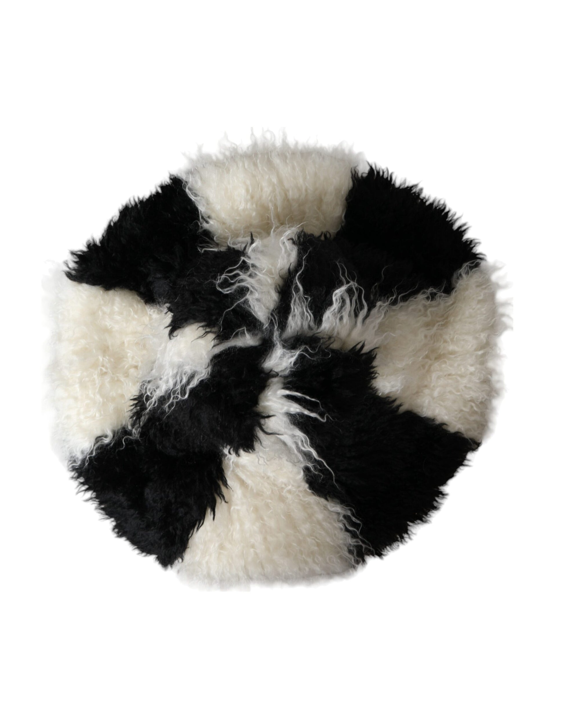 Dolce & Gabbana Black White Stripes Mohair Fur Bucket Hat - KALAJ