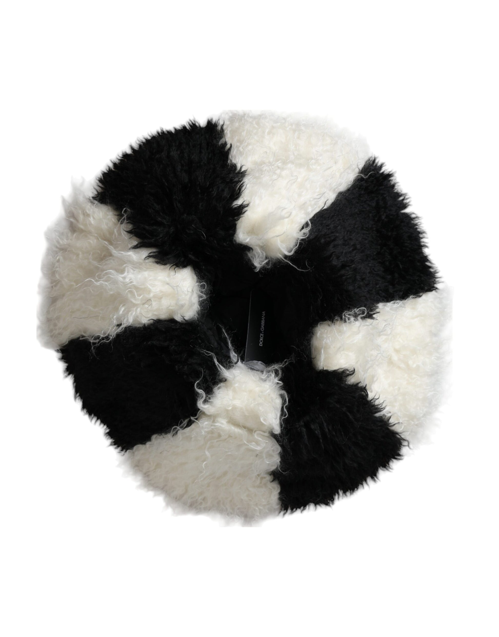 Dolce & Gabbana Black White Stripes Mohair Fur Bucket Hat - KALAJ