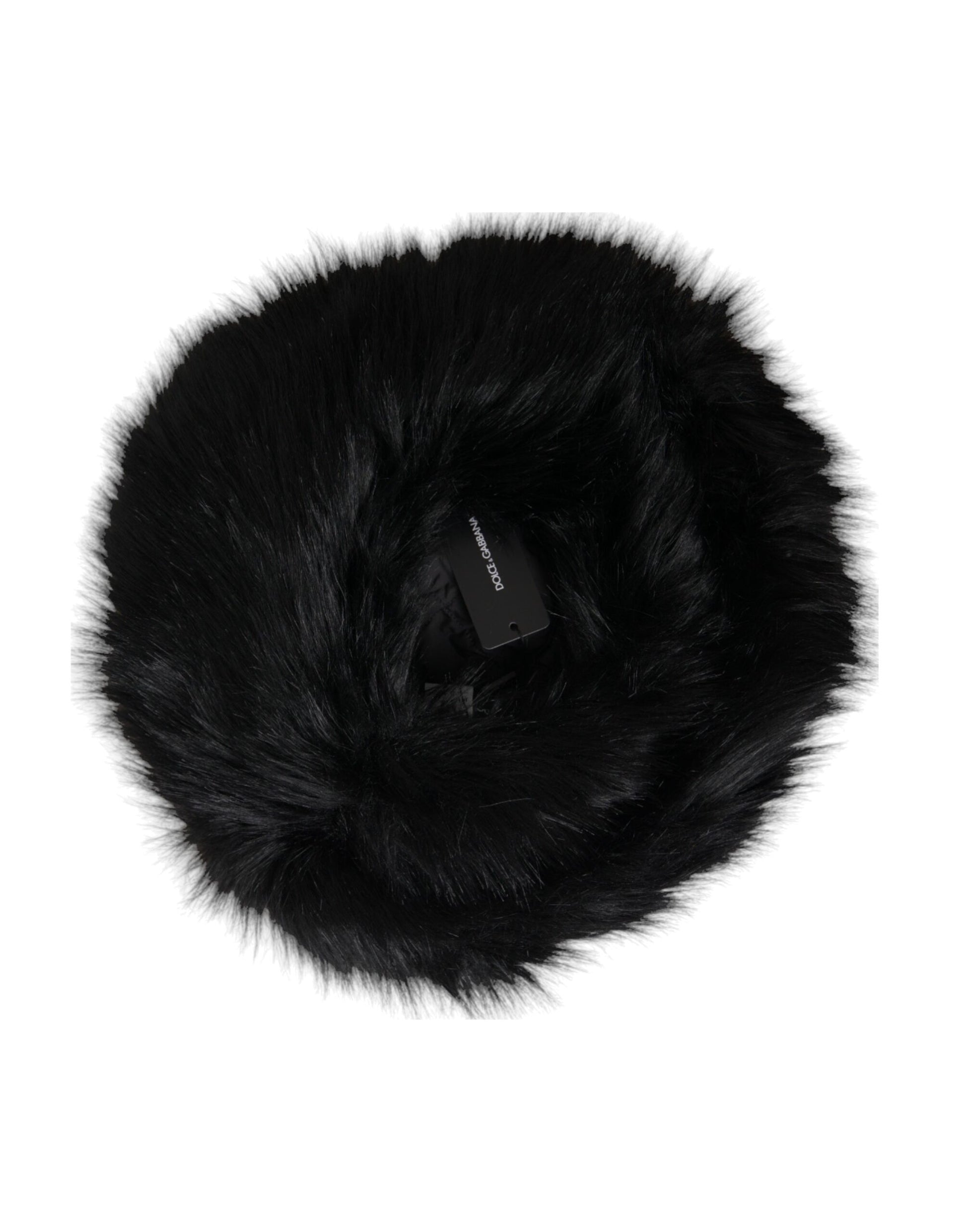 Dolce & Gabbana Black Faux Fur Womens Bucket Hat - KALAJ