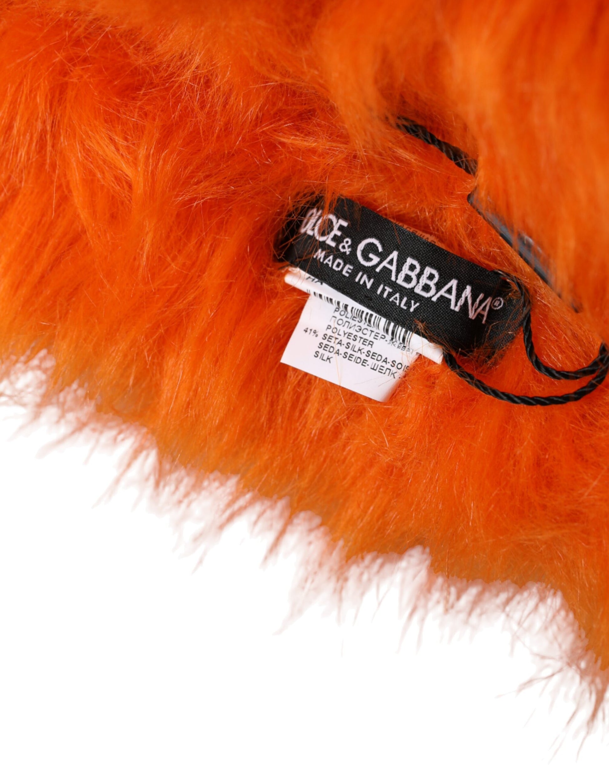 Dolce & Gabbana Orange Faux Fur Whole Head Wrap Hat - KALAJ