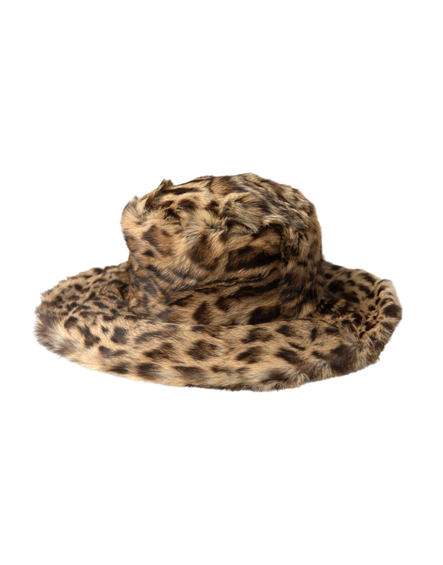 Dolce & Gabbana Brown Leopard Fur Women Bucket Hat - KALAJ